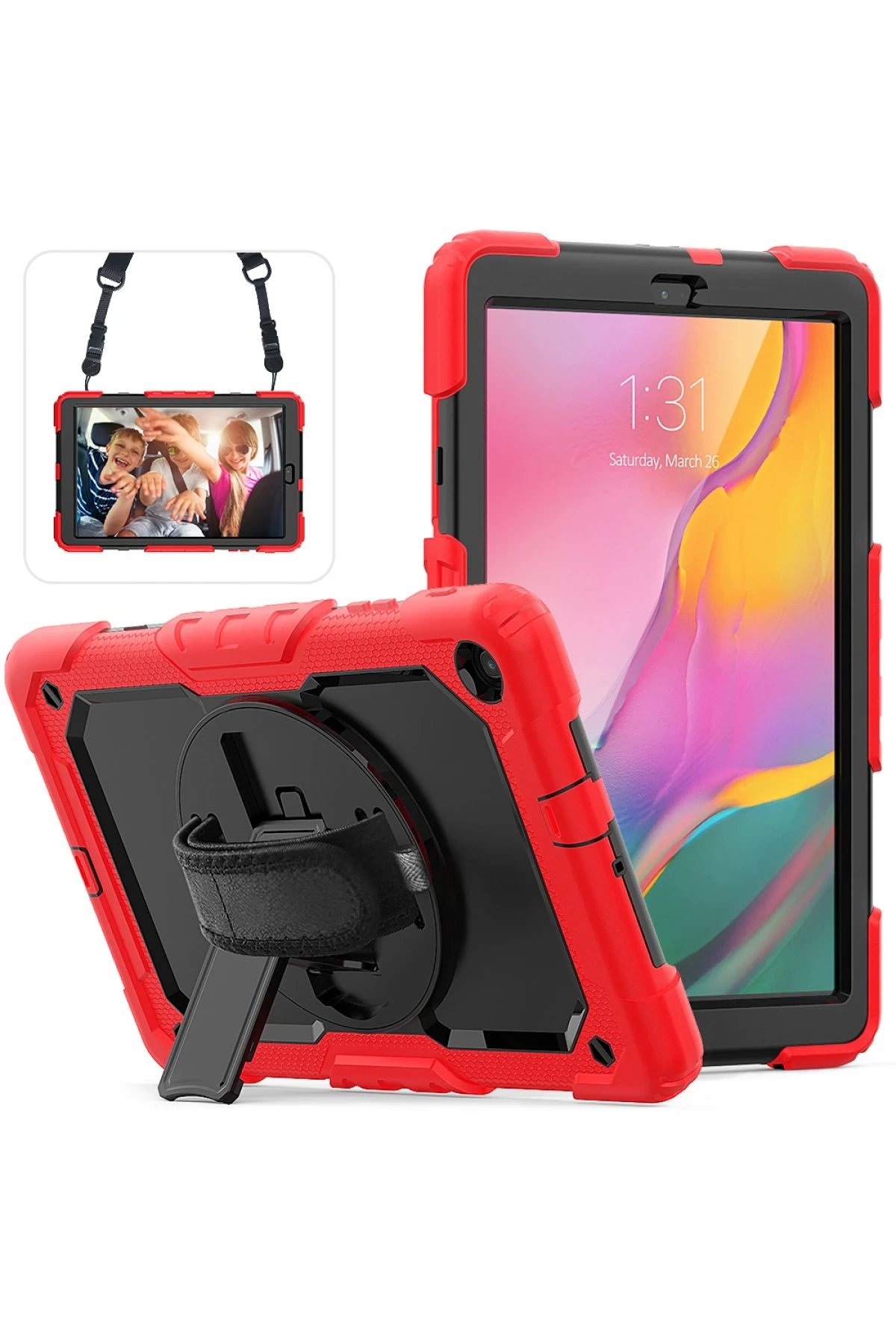 Newface Samsung Galaxy T510 Tab A 10.1 Kılıf Pars Tablet Kapak - Kırmızı