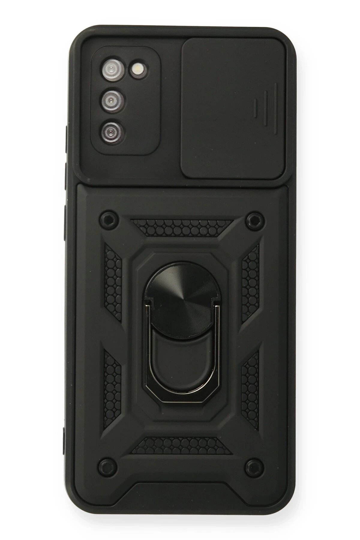 Newface Samsung Galaxy A02S Kılıf Pars Lens Yüzüklü Silikon - Siyah