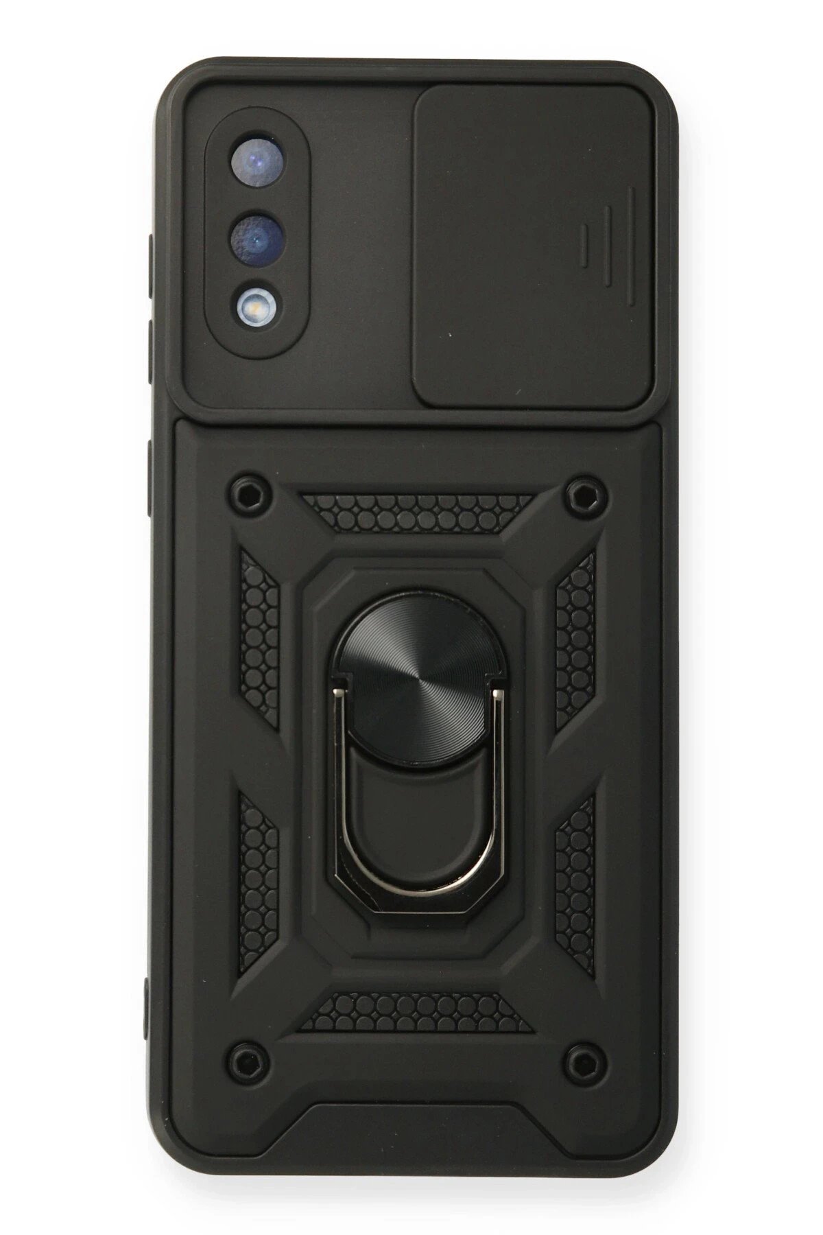 Newface Samsung Galaxy A02 Kılıf Pars Lens Yüzüklü Silikon - Siyah