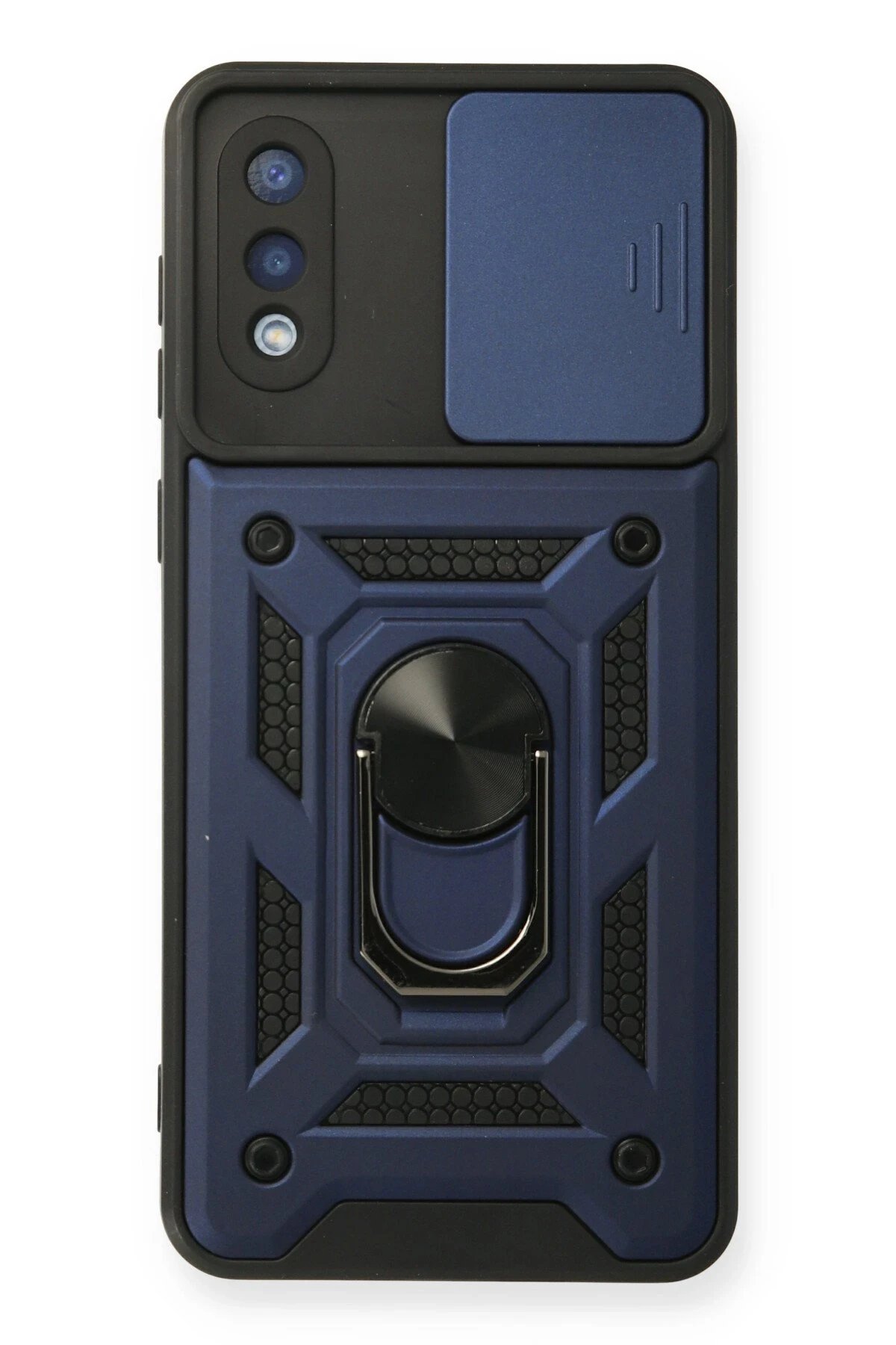 Newface Samsung Galaxy A02 Kılıf Pars Lens Yüzüklü Silikon - Lacivert