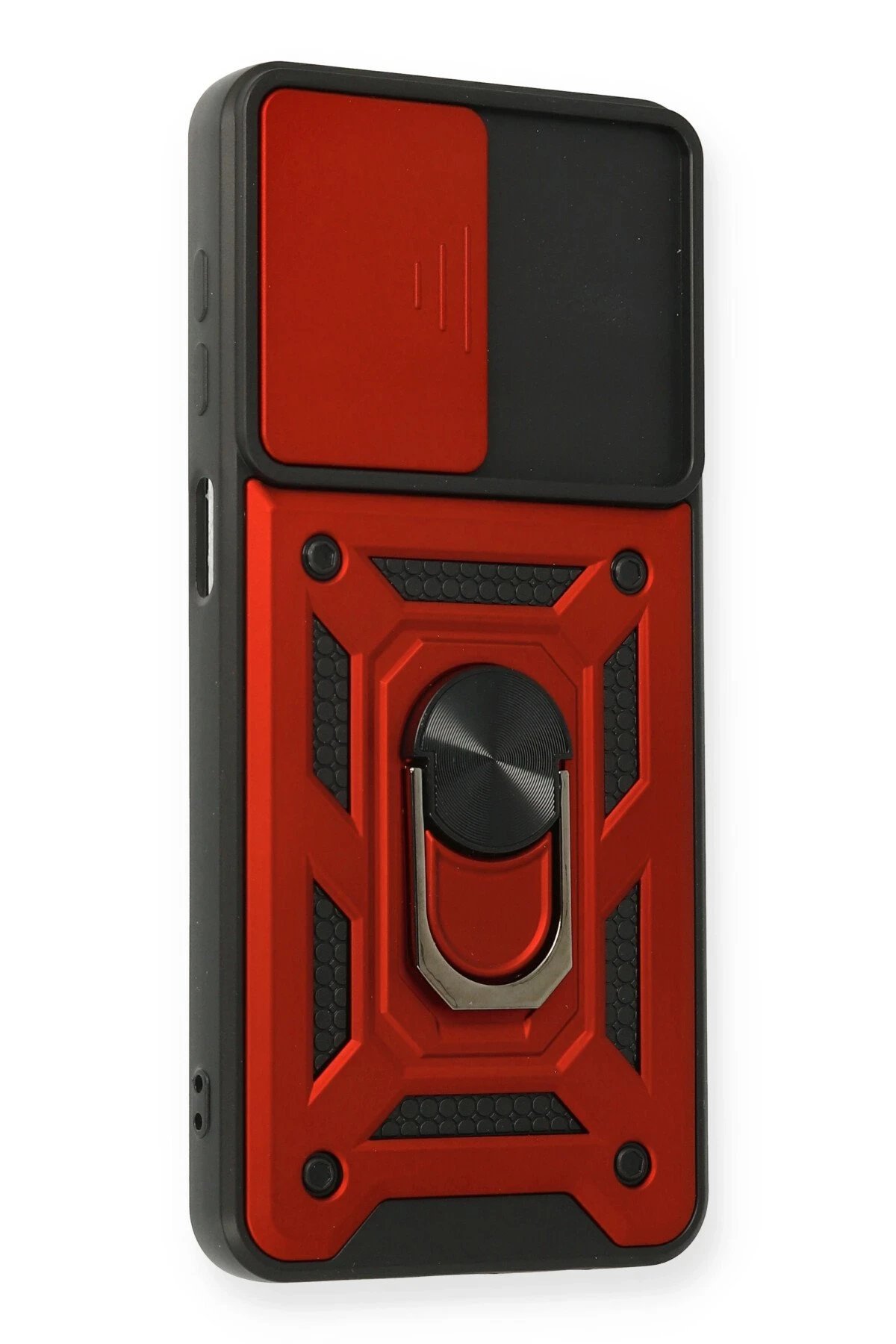 Newface Samsung Galaxy A12 Kılıf Pars Lens Yüzüklü Silikon - Kırmızı