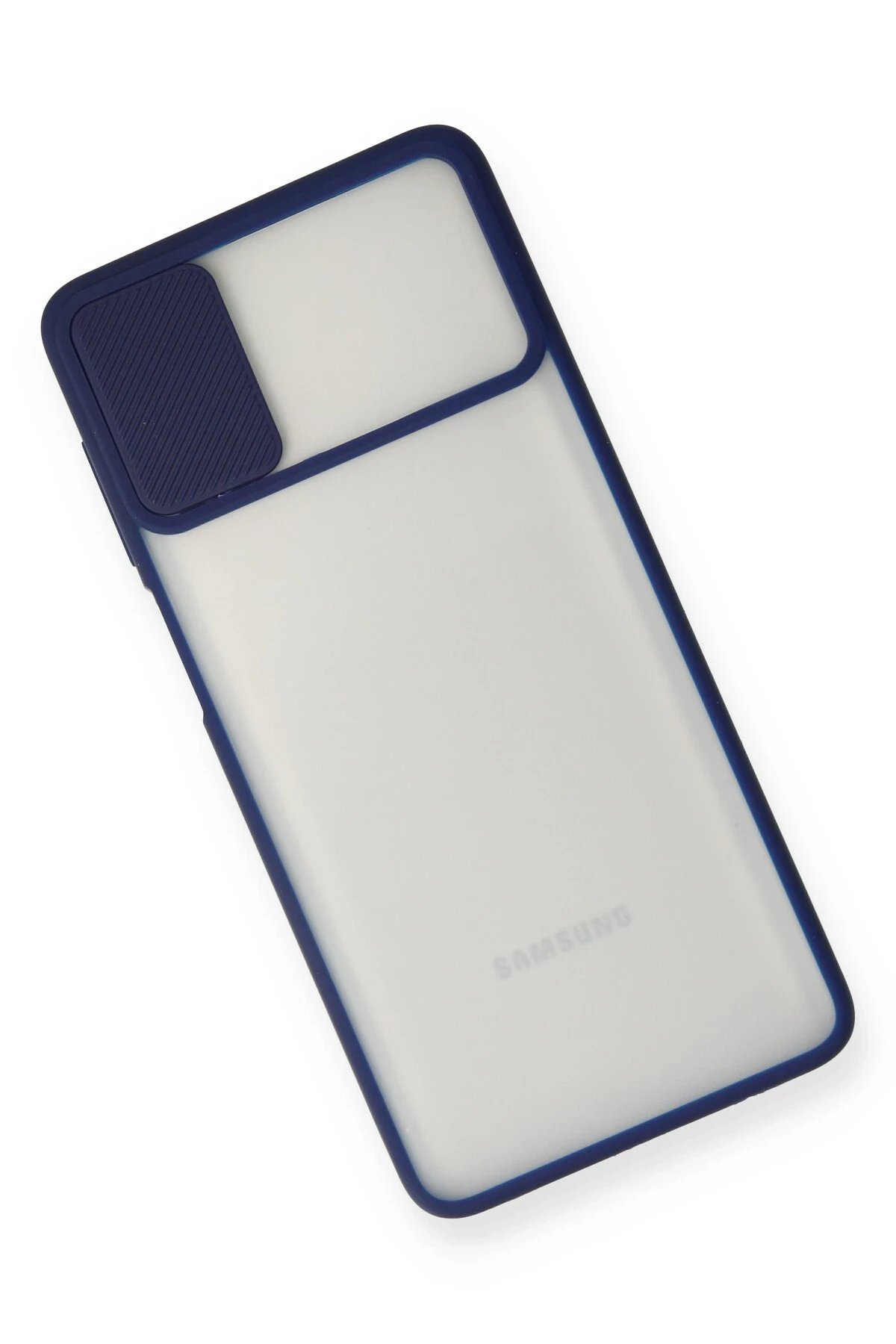 Newface Samsung Galaxy M51 Kılıf Palm Buzlu Kamera Sürgülü Silikon - Lacivert