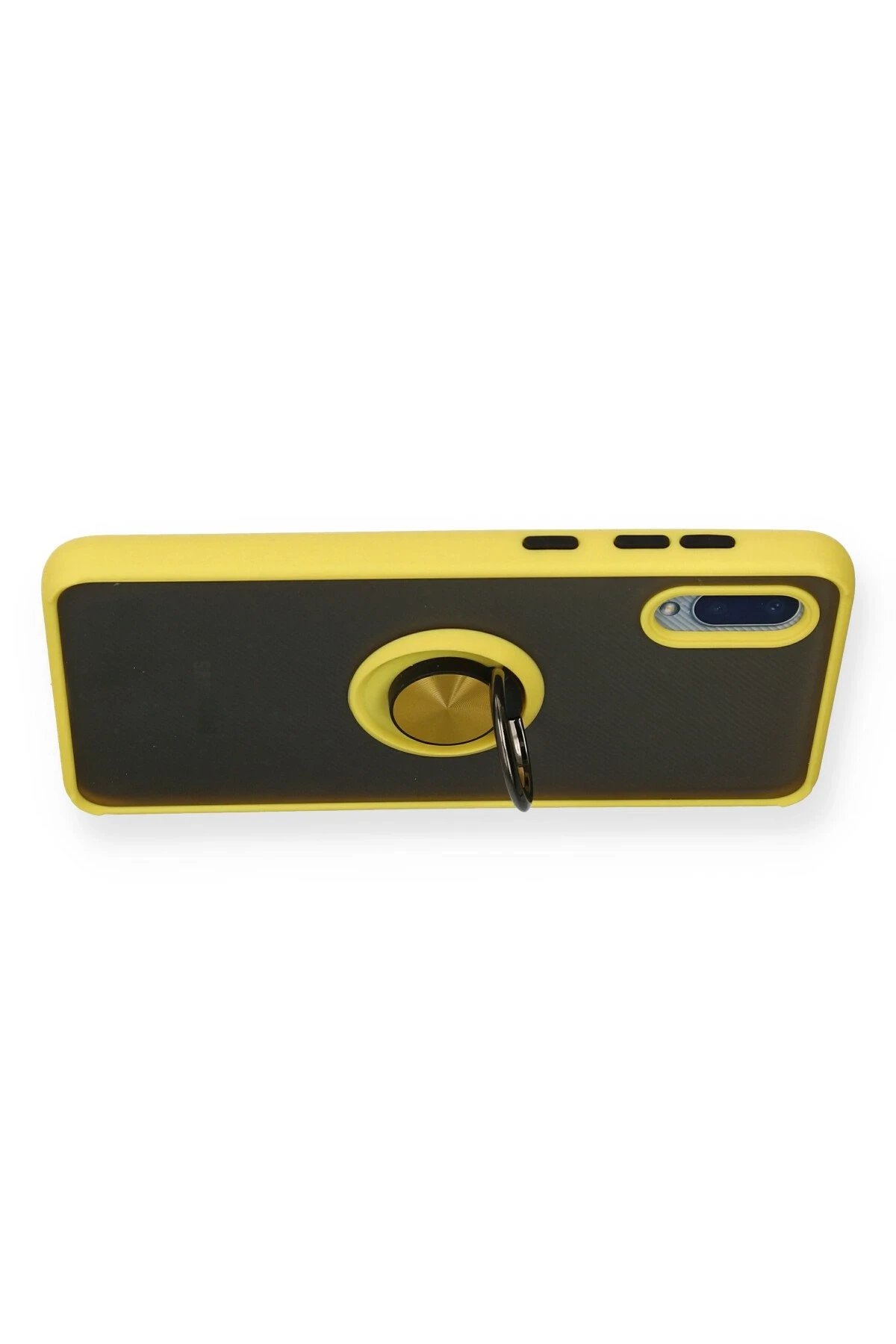 Newface Samsung Galaxy A02 Kılıf Montreal Yüzüklü Silikon Kapak - Sarı