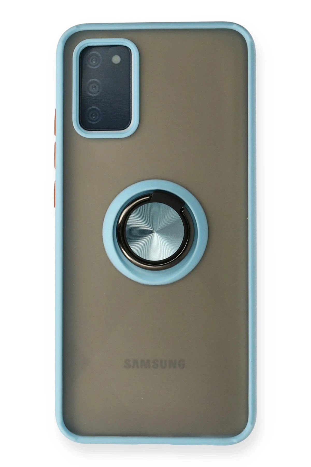 Newface Samsung Galaxy A02S Kılıf Montreal Yüzüklü Silikon Kapak - Buz Mavi