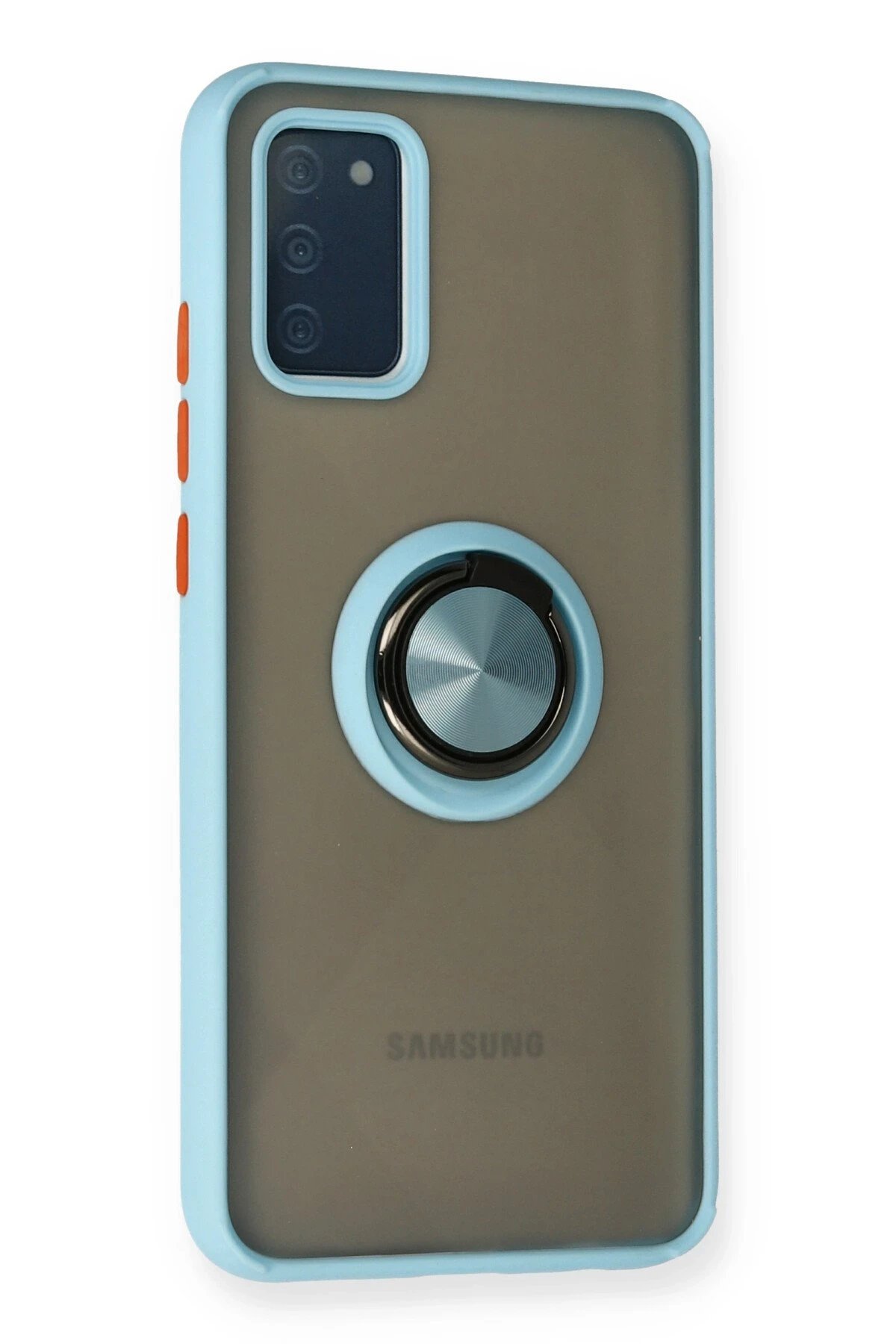 Newface Samsung Galaxy A02S Kılıf Montreal Yüzüklü Silikon Kapak - Buz Mavi