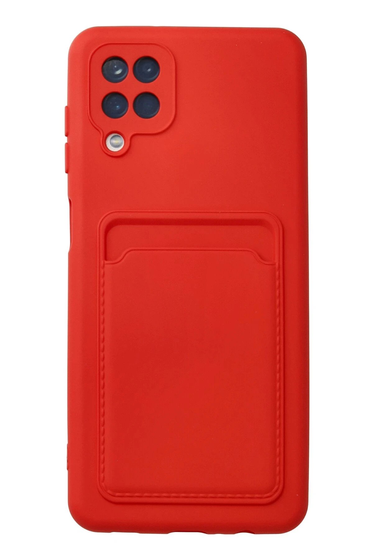 Newface Samsung Galaxy A12 Kılıf Kelvin Kartvizitli Silikon - Kırmızı