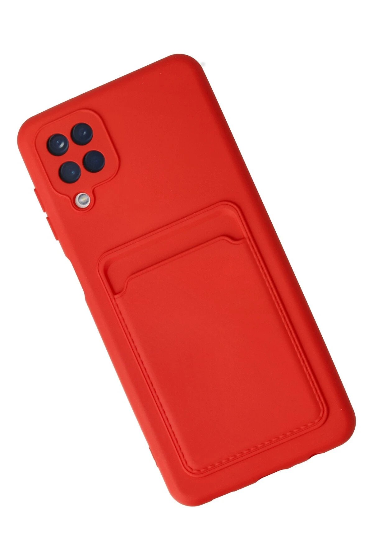 Newface Samsung Galaxy A12 Kılıf Kelvin Kartvizitli Silikon - Kırmızı