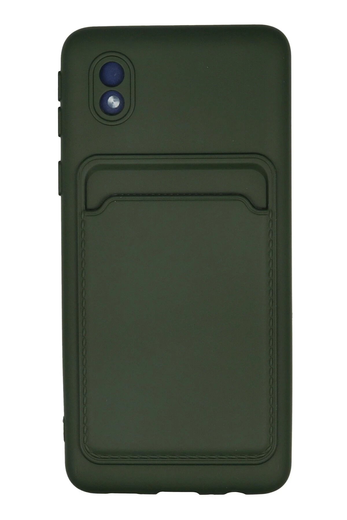 Newface Samsung Galaxy A01 Core Kılıf Kelvin Kartvizitli Silikon - Koyu Yeşil