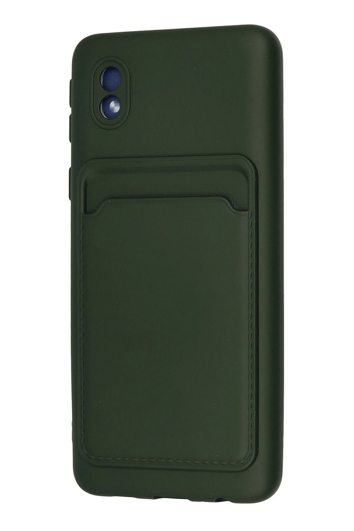 Newface Samsung Galaxy A01 Core Kılıf Kelvin Kartvizitli Silikon - Koyu Yeşil