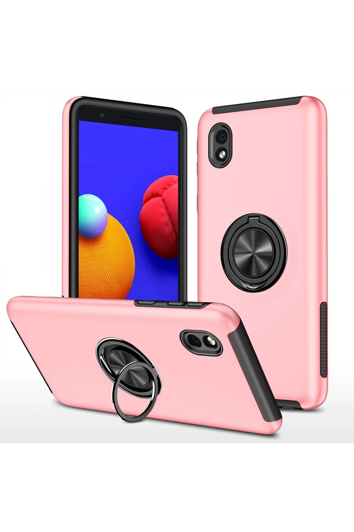 Newface Samsung Galaxy A01 Core Kılıf Elit Yüzüklü Kapak - Pembe