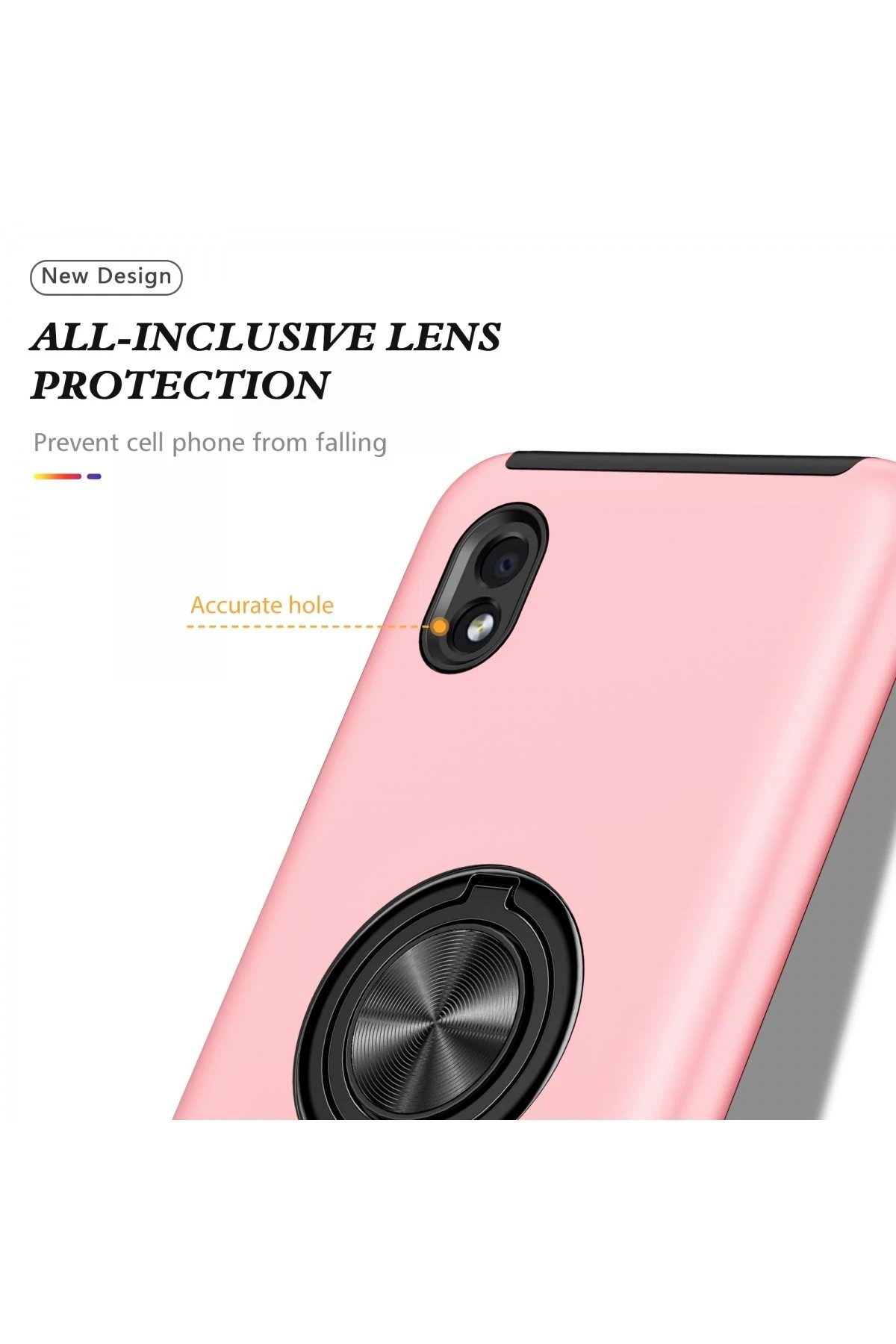 Newface Samsung Galaxy A01 Core Kılıf Elit Yüzüklü Kapak - Pembe