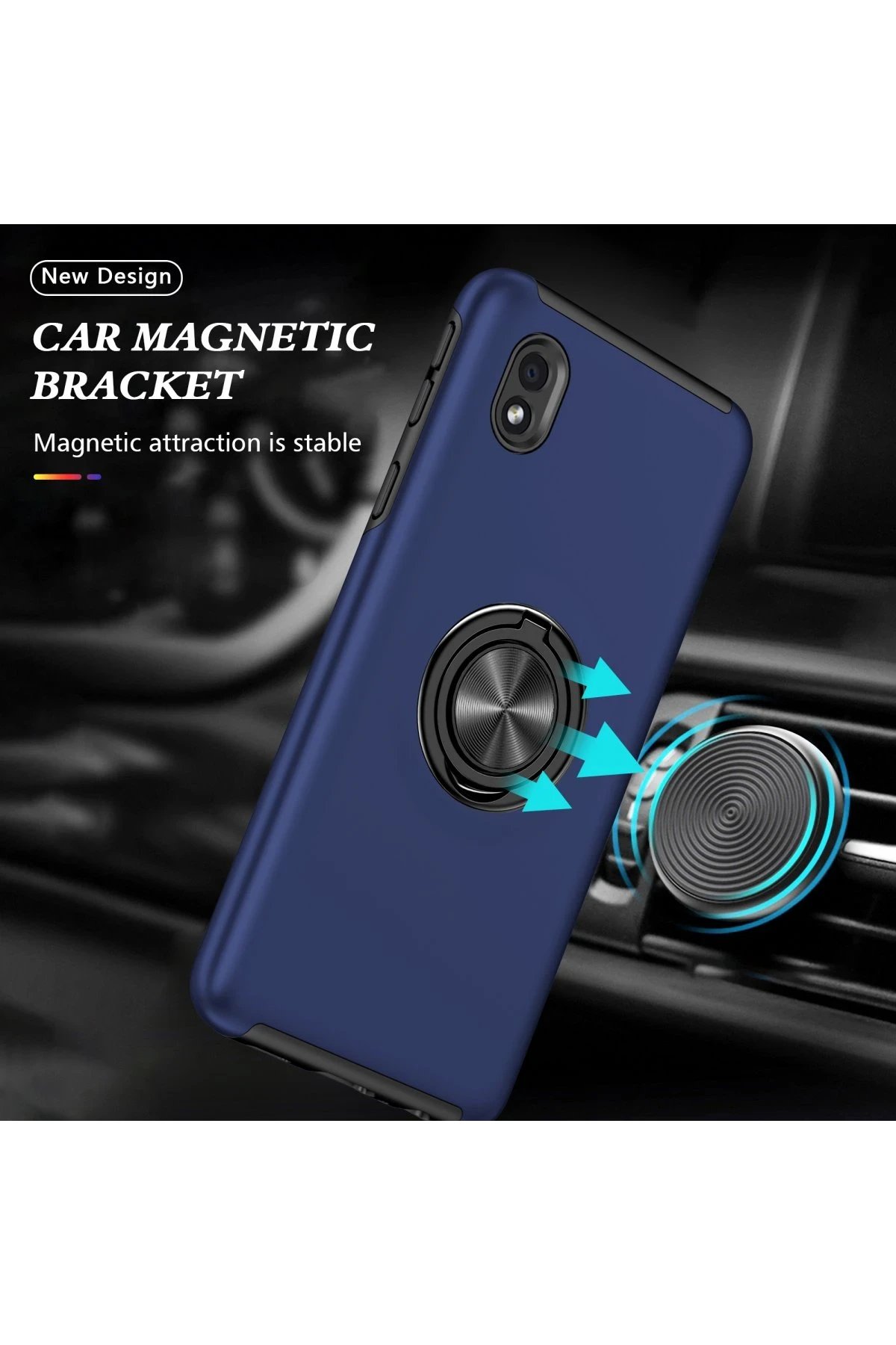 Newface Samsung Galaxy A01 Core Kılıf Elit Yüzüklü Kapak - Lacivert