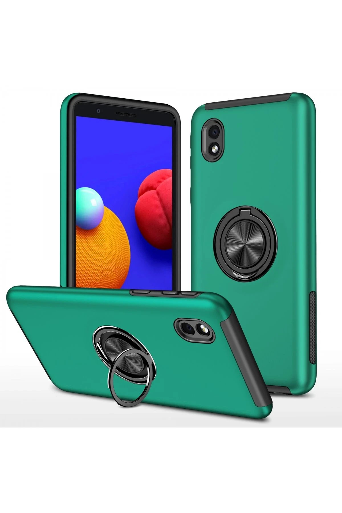 Newface Samsung Galaxy A01 Core Kılıf Elit Yüzüklü Kapak - Yeşil