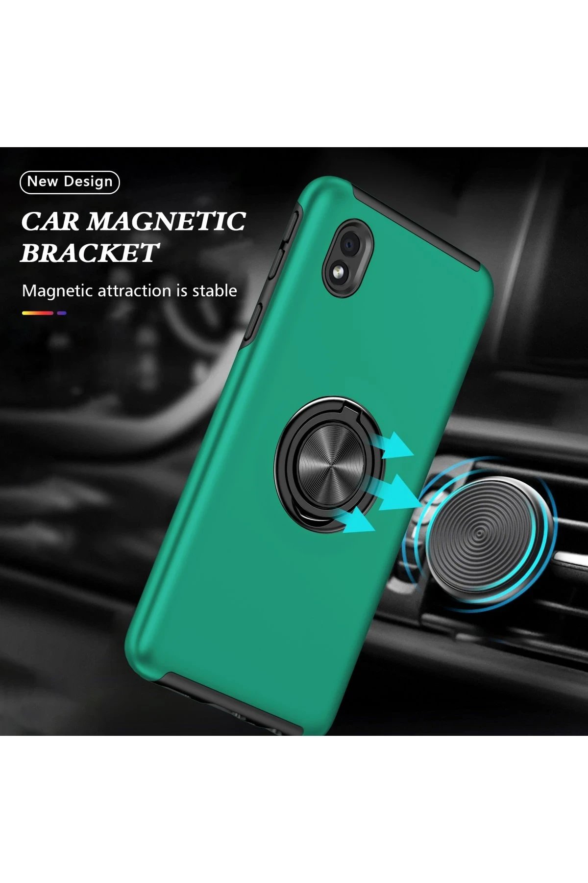 Newface Samsung Galaxy A01 Core Kılıf Elit Yüzüklü Kapak - Yeşil