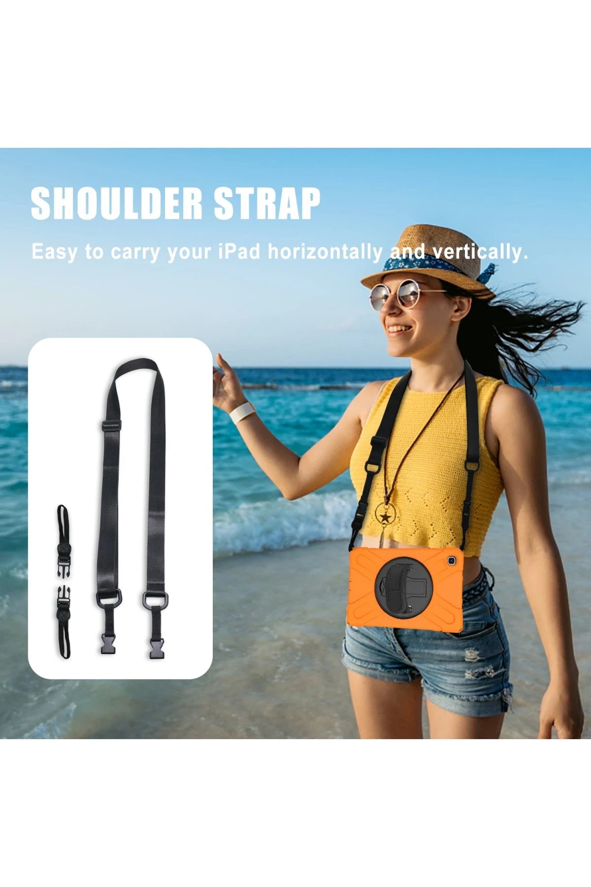 Newface Samsung Galaxy T220 Tab A7 Lite 8.7 Kılıf Amazing Tablet Kapak - Turuncu