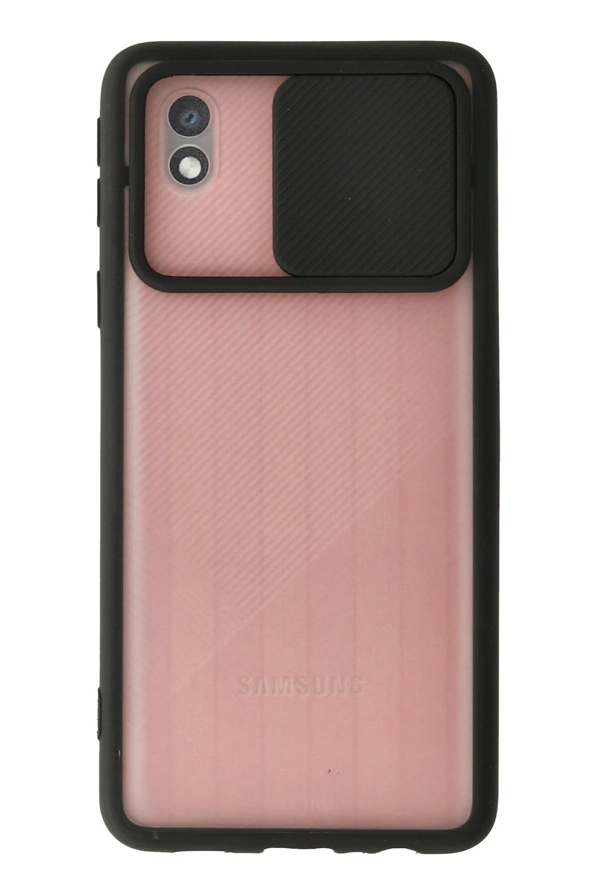 Newface Samsung Galaxy A01 Core Kılıf Palm Buzlu Kamera Sürgülü Silikon - Siyah