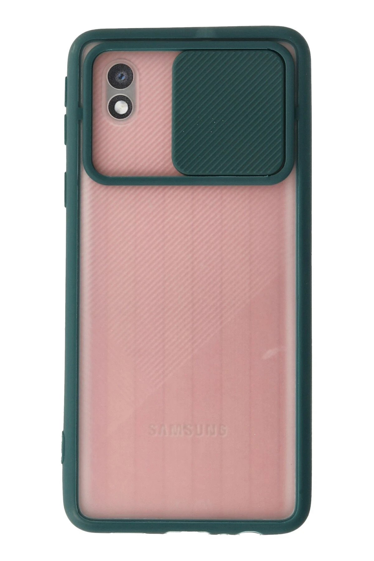 Newface Samsung Galaxy A01 Core Kılıf Palm Buzlu Kamera Sürgülü Silikon - Yeşil