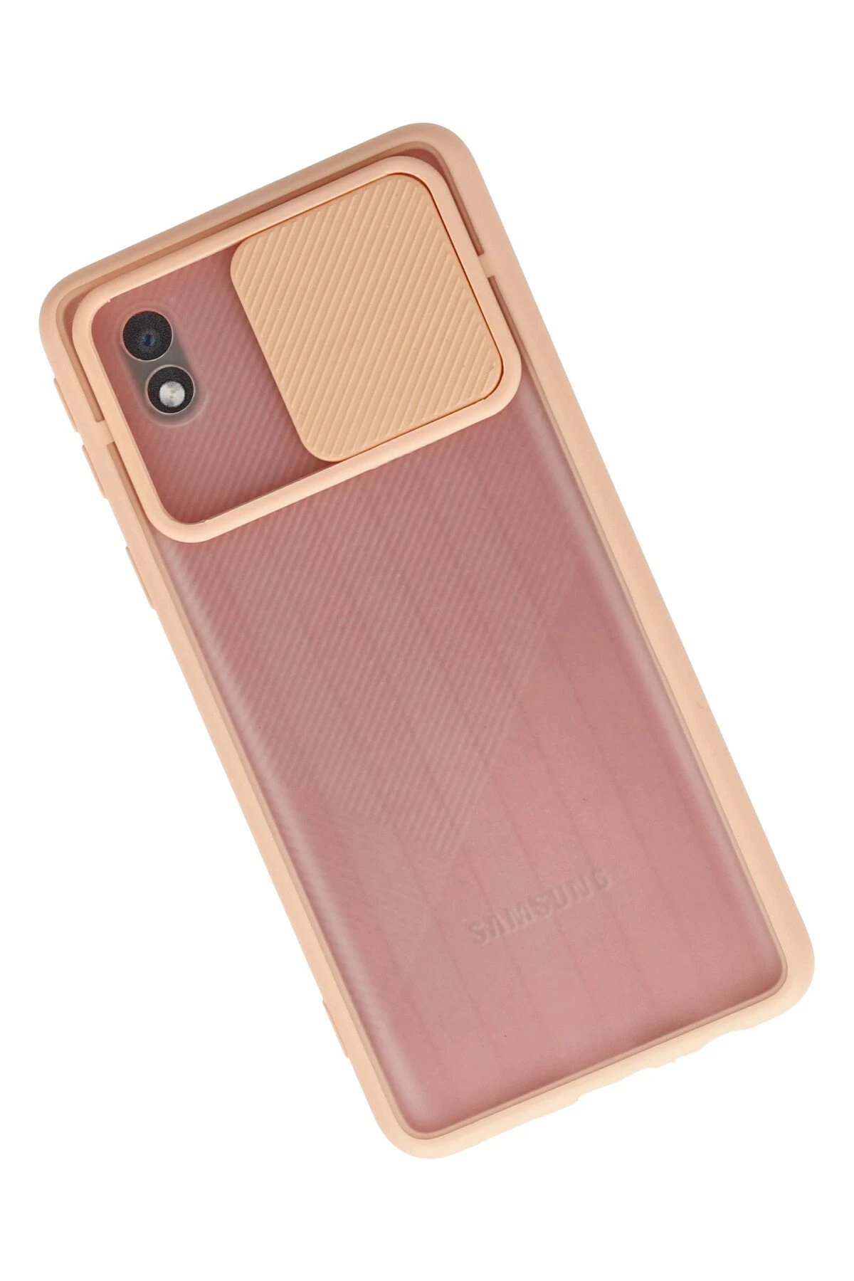 Newface Samsung Galaxy A01 Core Kılıf Palm Buzlu Kamera Sürgülü Silikon - Pembe