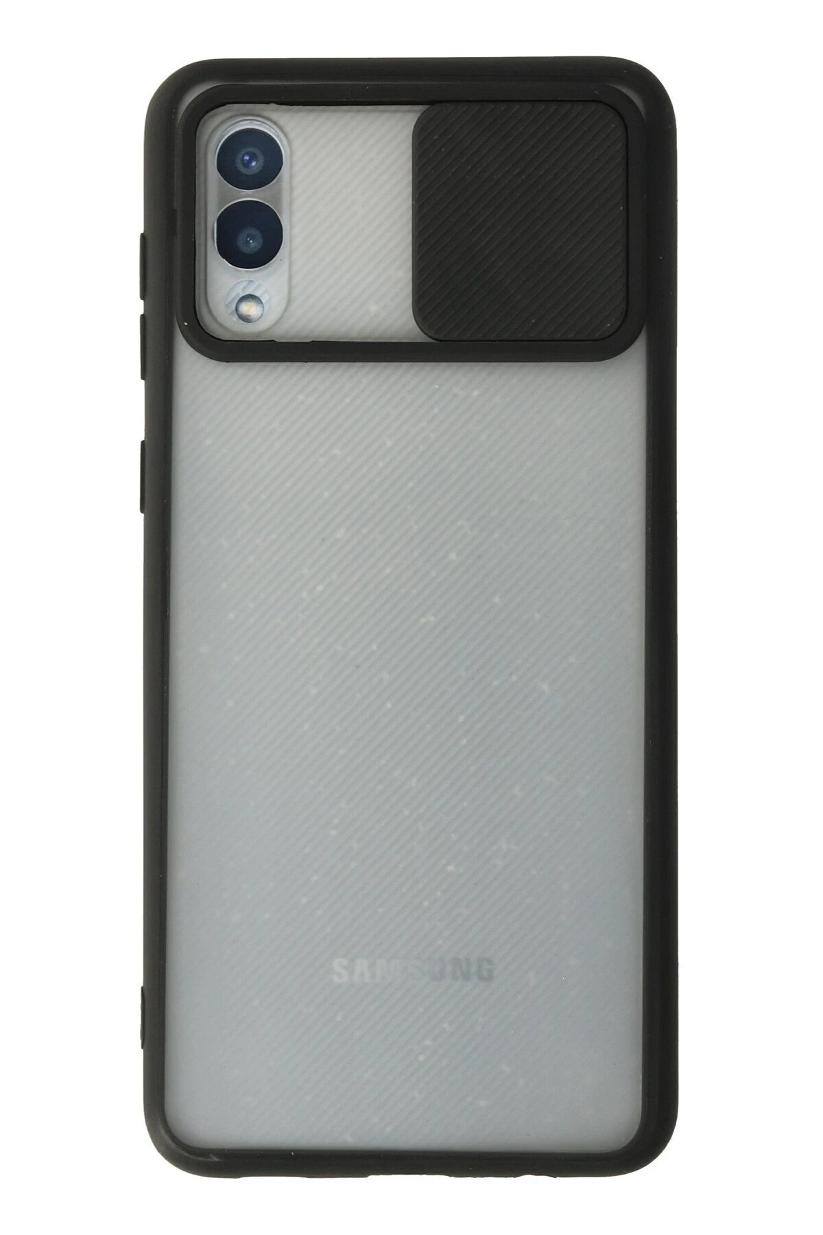 Newface Samsung Galaxy A02 Kılıf Palm Buzlu Kamera Sürgülü Silikon - Siyah