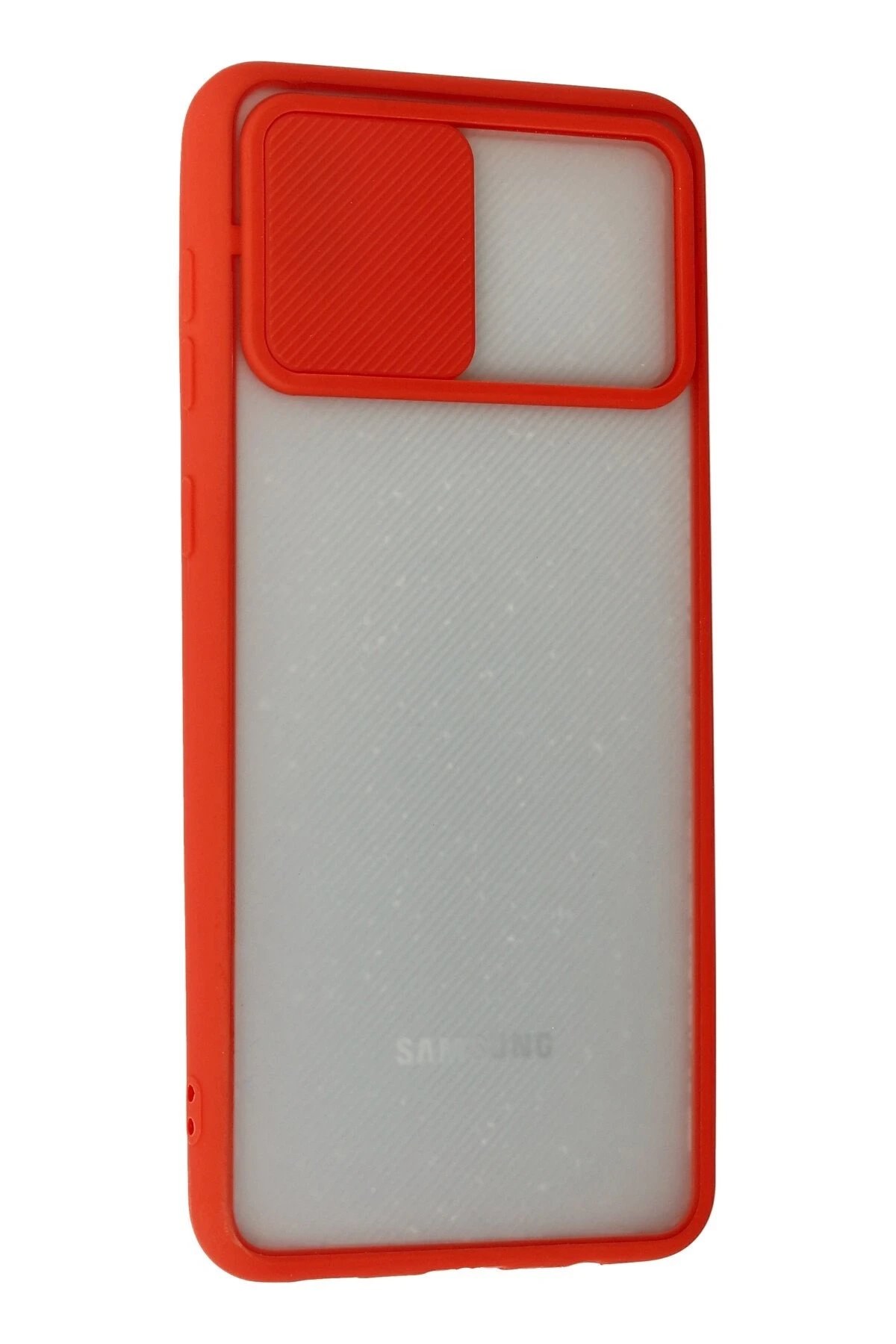 Newface Samsung Galaxy A02 Kılıf Palm Buzlu Kamera Sürgülü Silikon - Kırmızı