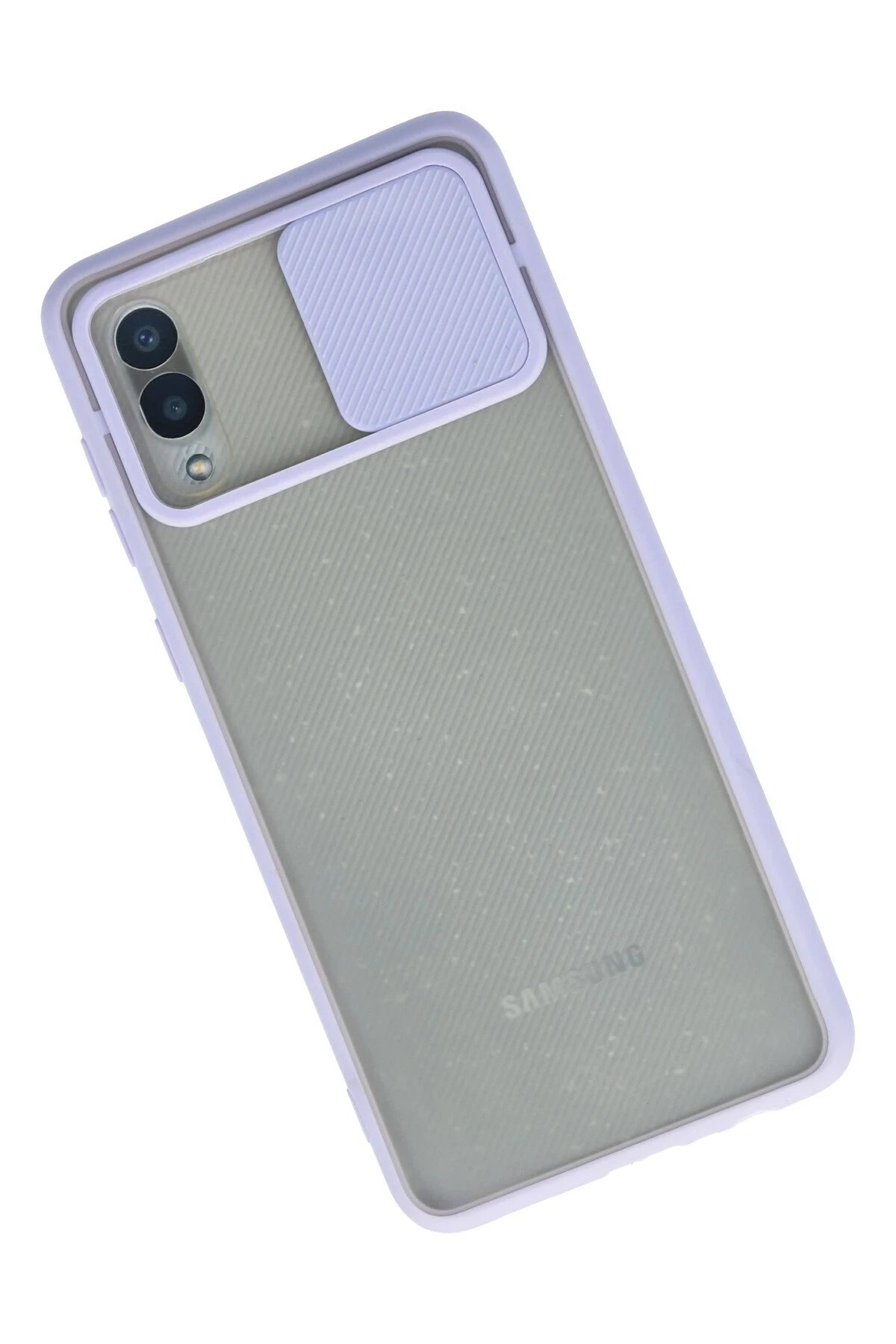 Newface Samsung Galaxy A02 Kılıf Palm Buzlu Kamera Sürgülü Silikon - Lila