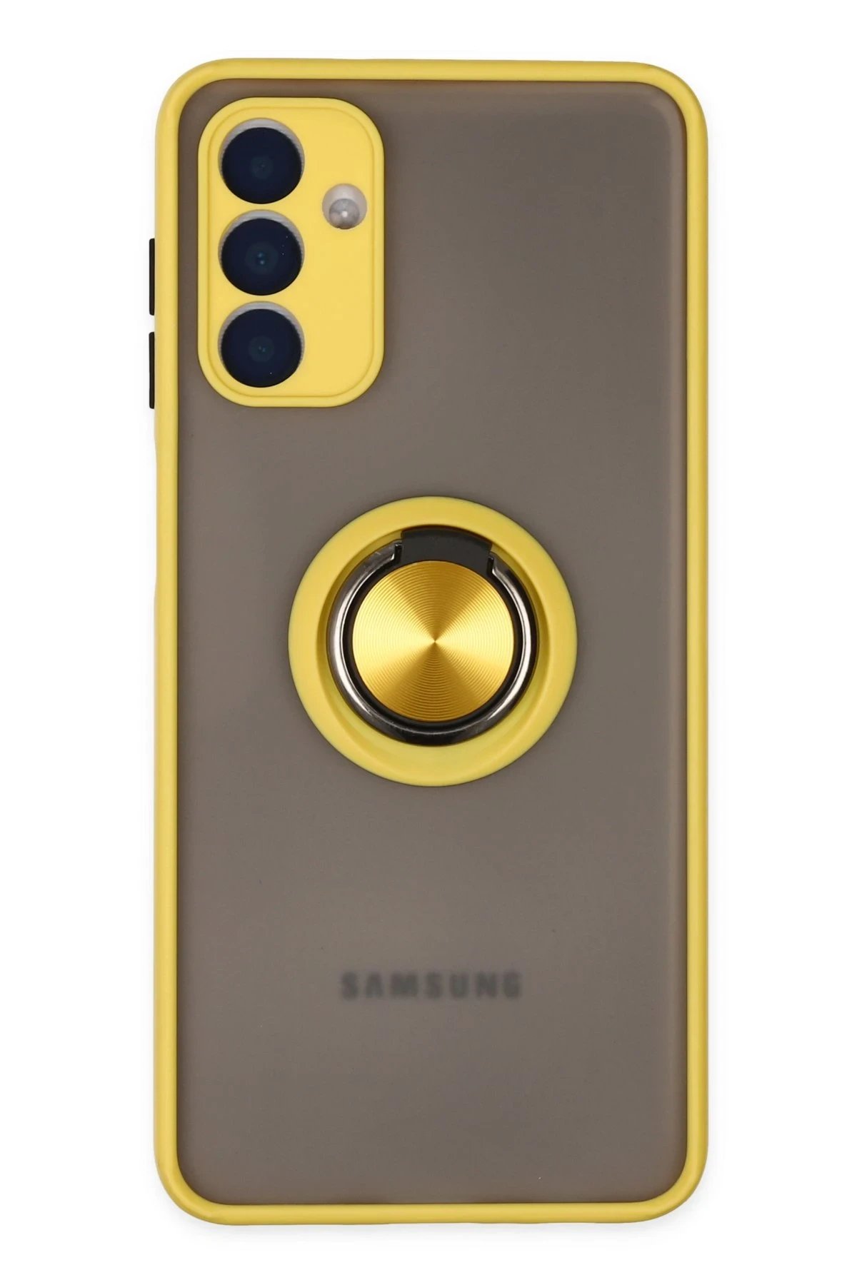 Newface Samsung Galaxy A04S Kılıf Montreal Yüzüklü Silikon Kapak - Sarı