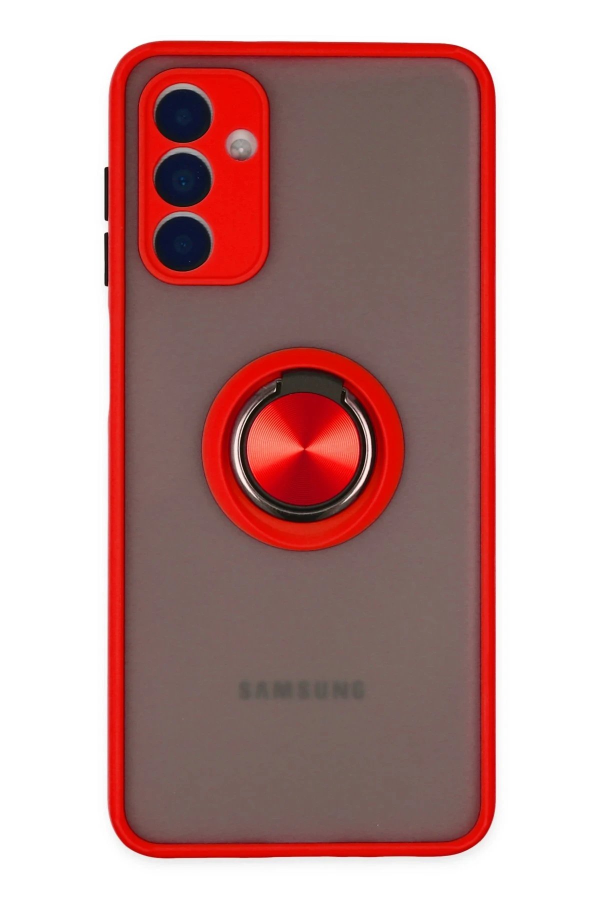 Newface Samsung Galaxy A04S Kılıf Montreal Yüzüklü Silikon Kapak - Kırmızı