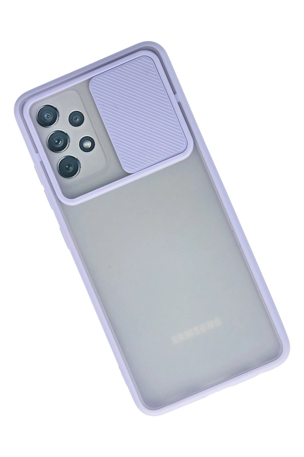 Newface Samsung Galaxy A52 Kılıf Palm Buzlu Kamera Sürgülü Silikon - Lila