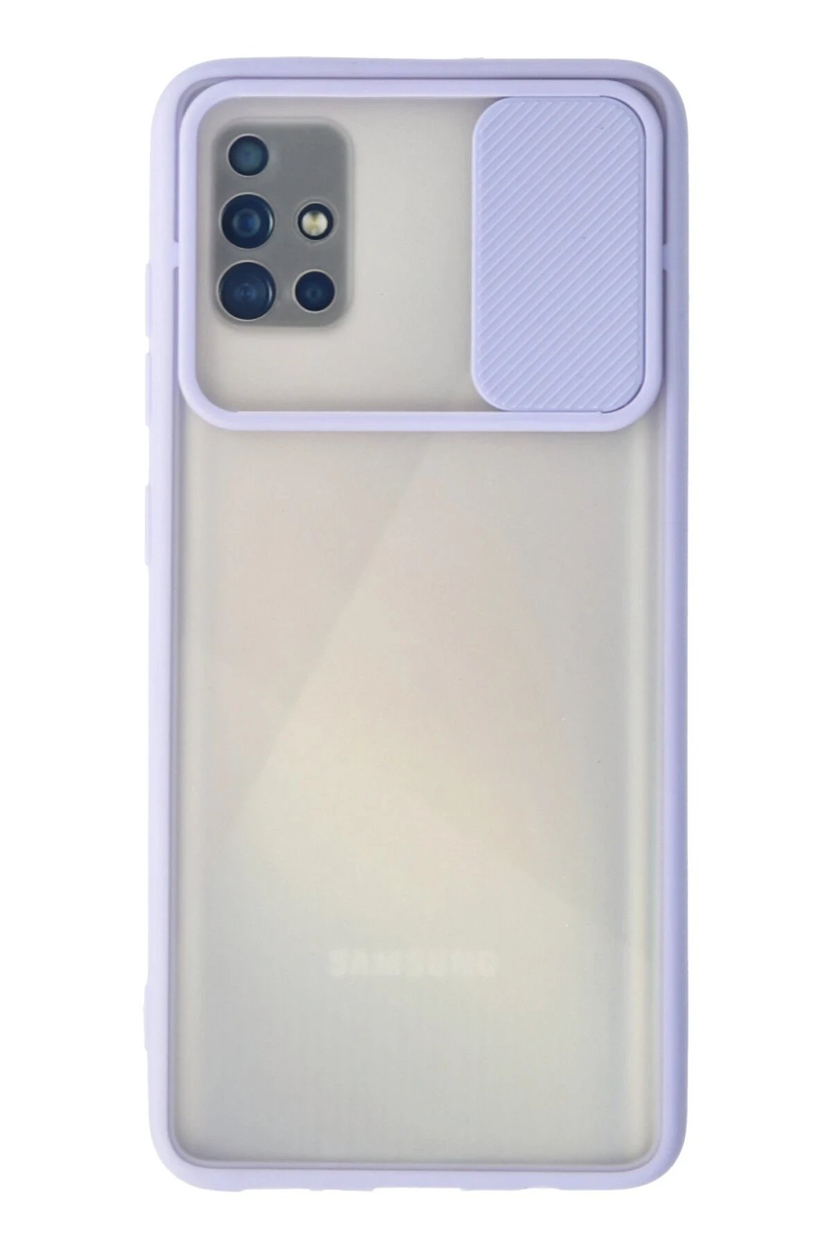 Newface Samsung Galaxy A71 Kılıf Palm Buzlu Kamera Sürgülü Silikon - Lila