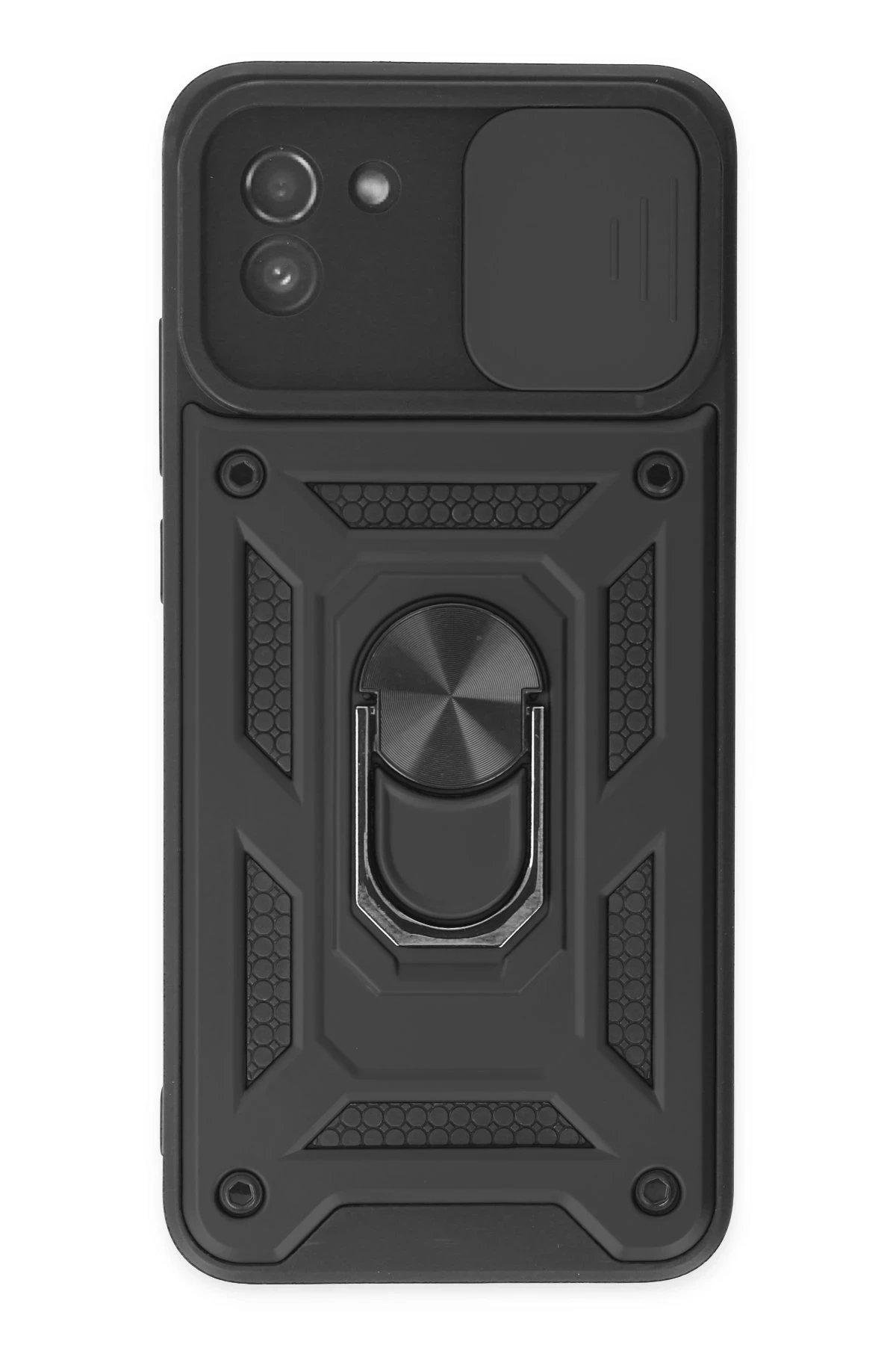 Newface Samsung Galaxy A03 Kılıf Pars Lens Yüzüklü Silikon - Siyah