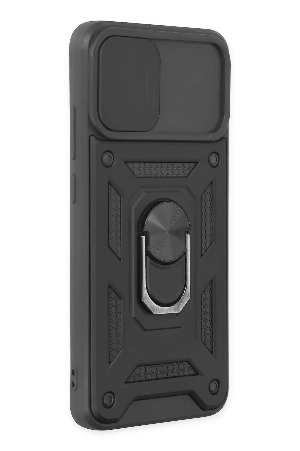 Newface Samsung Galaxy A03 Kılıf Pars Lens Yüzüklü Silikon - Siyah