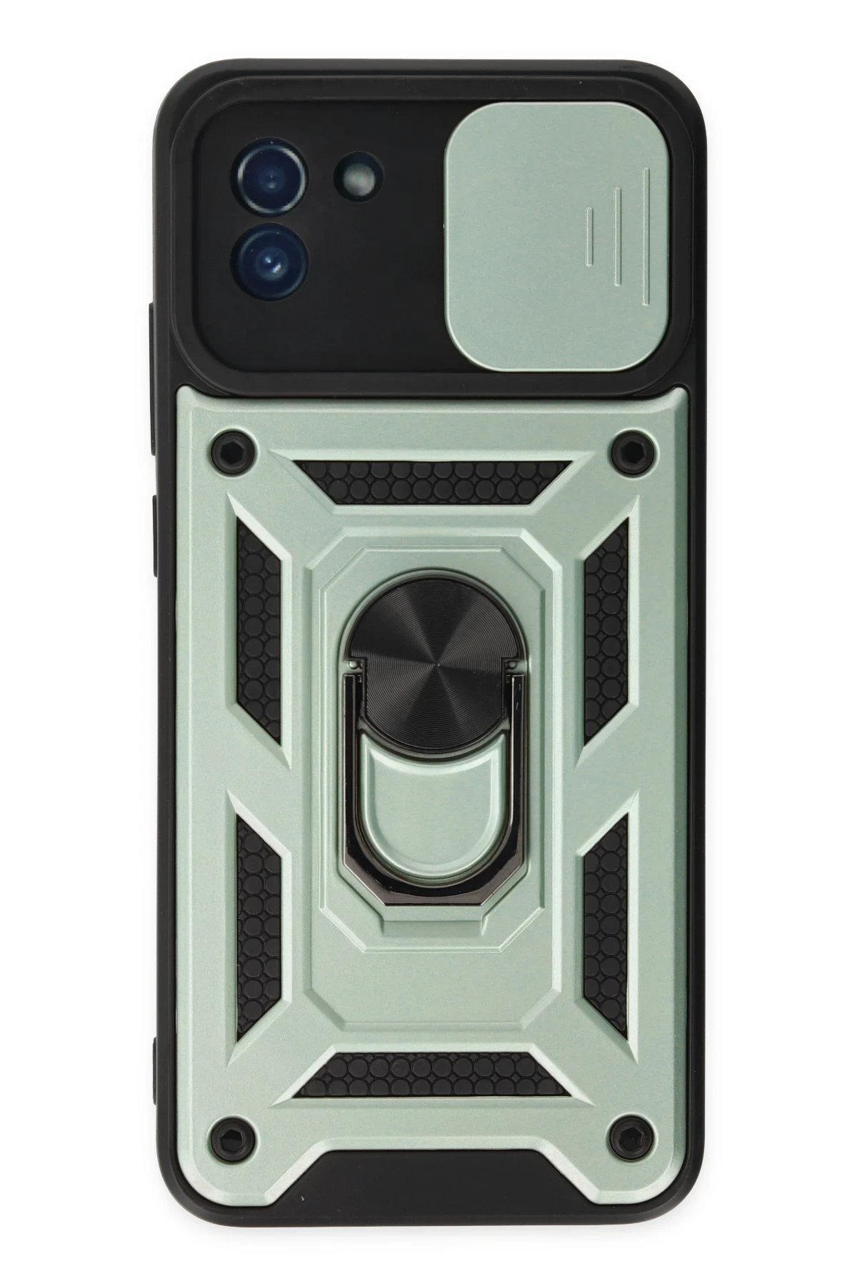 Newface Samsung Galaxy A03 Kılıf Pars Lens Yüzüklü Silikon - Yeşil