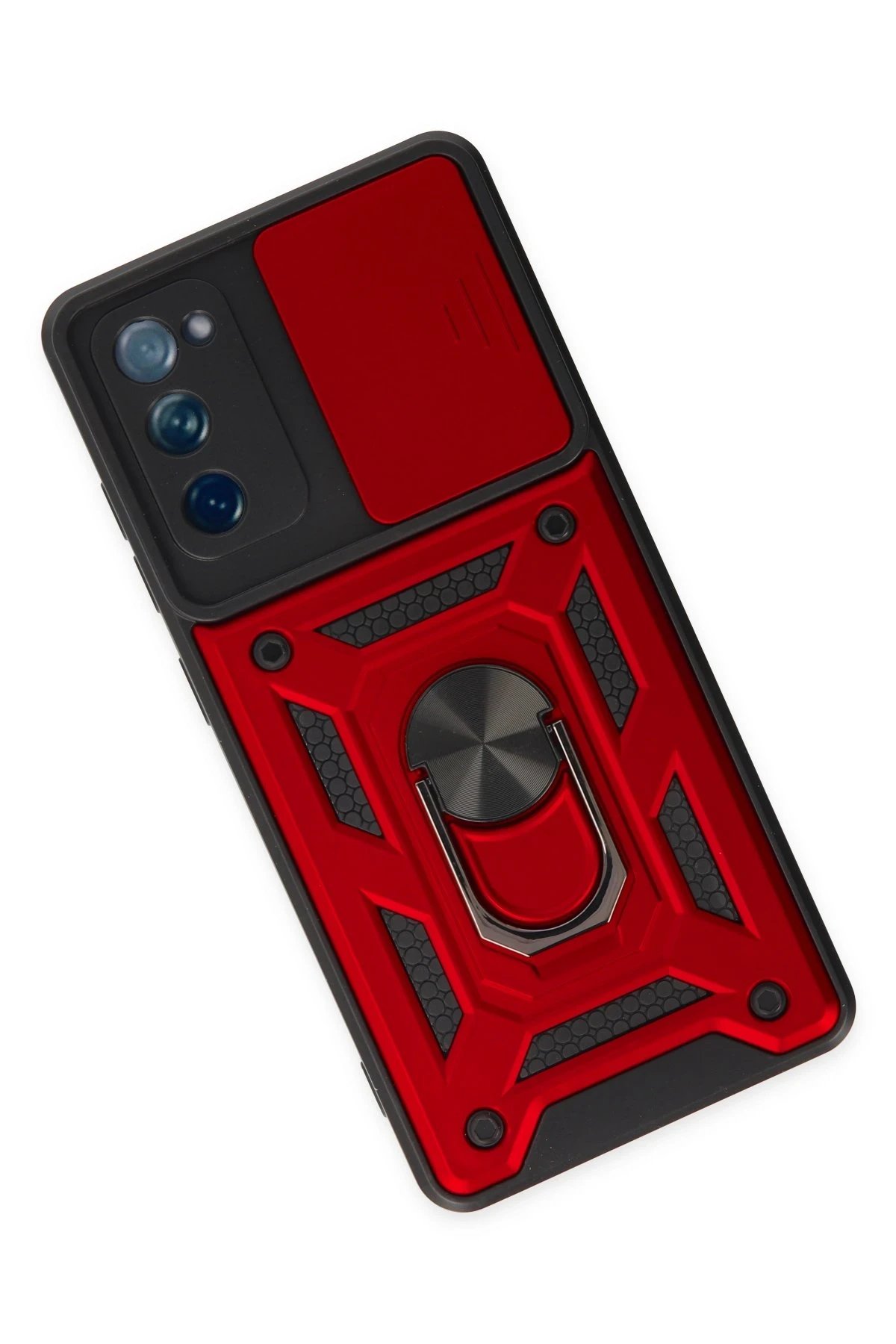 Newface Samsung Galaxy S20 FE Kılıf Pars Lens Yüzüklü Silikon - Kırmızı