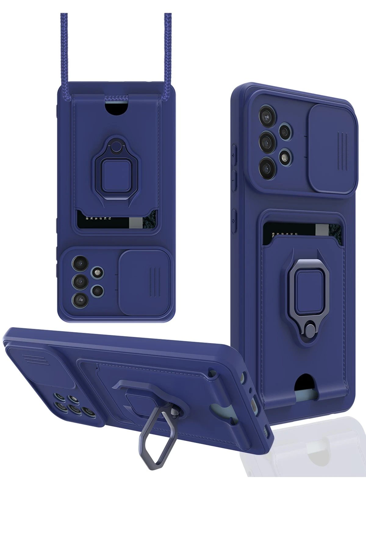 Newface Samsung Galaxy A72 Kılıf Zuma Kartvizitli Yüzüklü Silikon - Lacivert