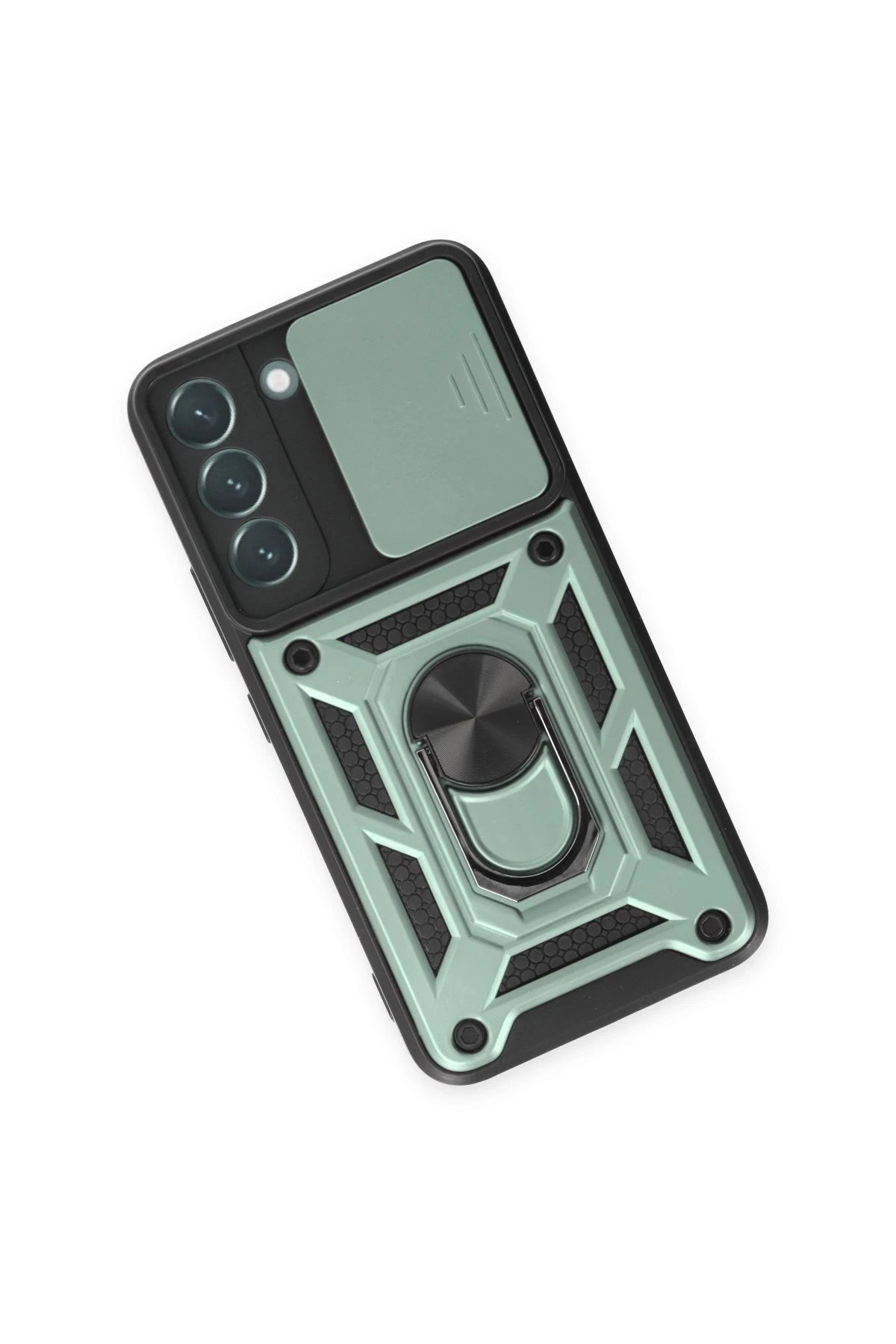 Newface Samsung Galaxy S23 Kılıf Pars Lens Yüzüklü Silikon - Yeşil