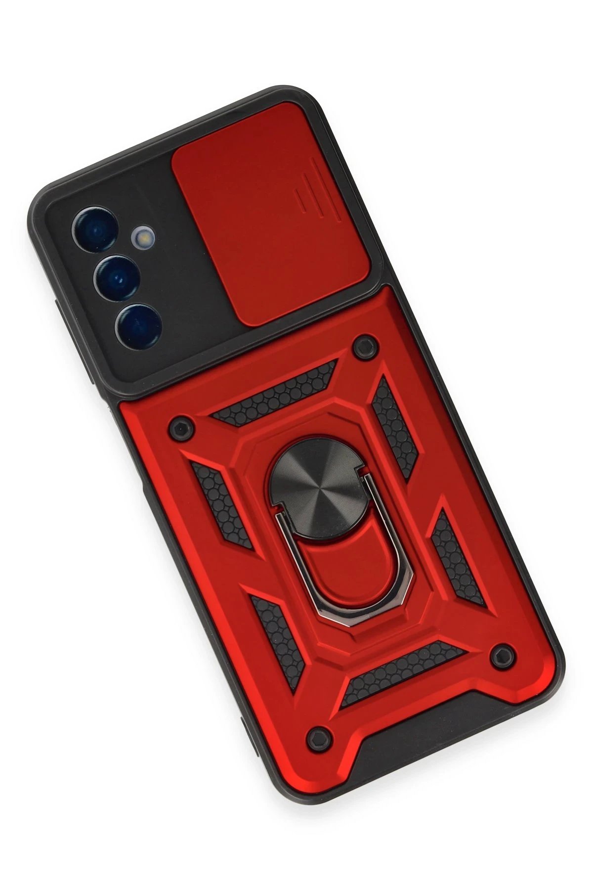 Newface Samsung Galaxy M14 5G Kılıf Pars Lens Yüzüklü Silikon - Kırmızı