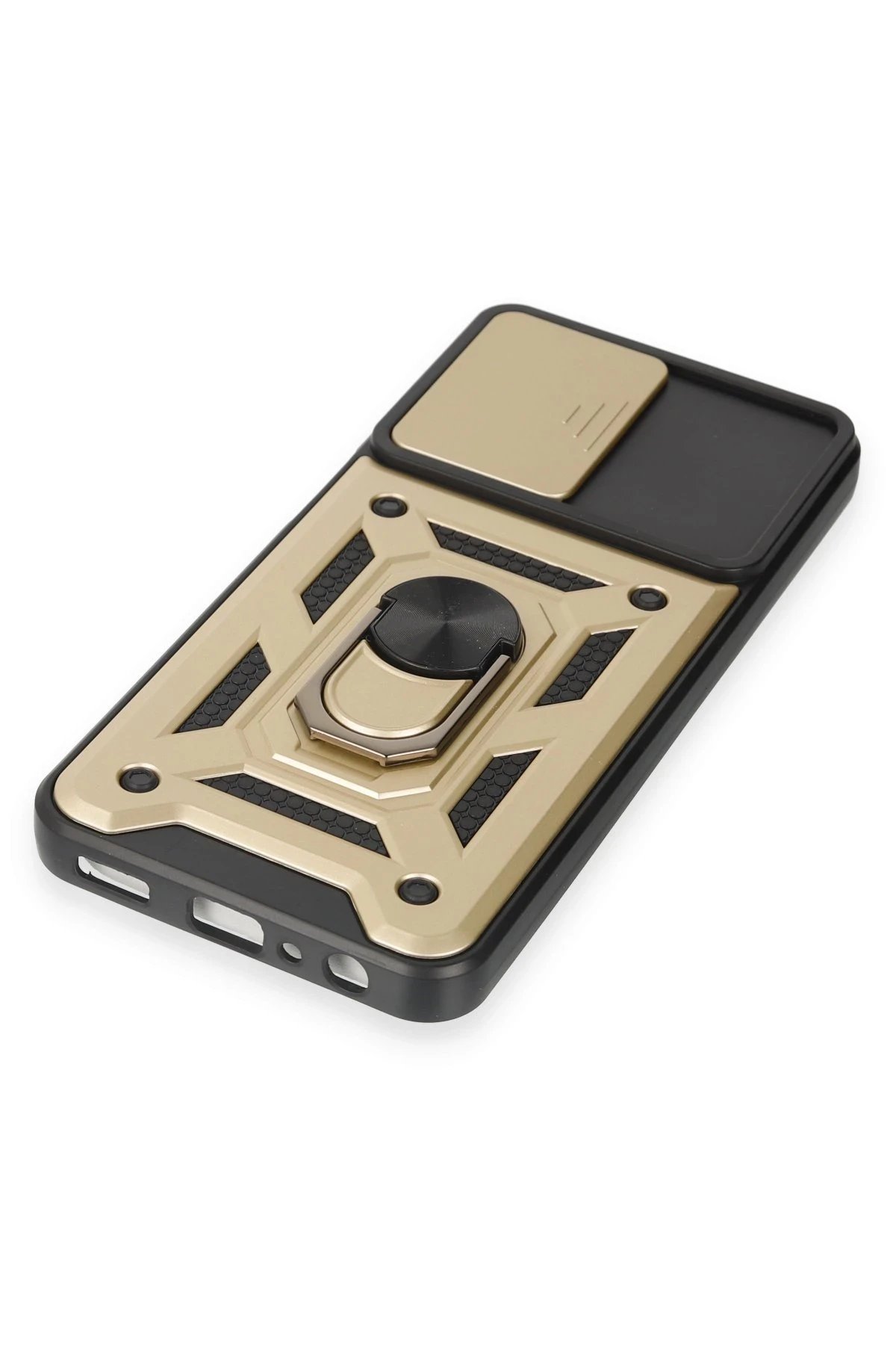 Newface Samsung Galaxy M14 5G Kılıf Pars Lens Yüzüklü Silikon - Gold