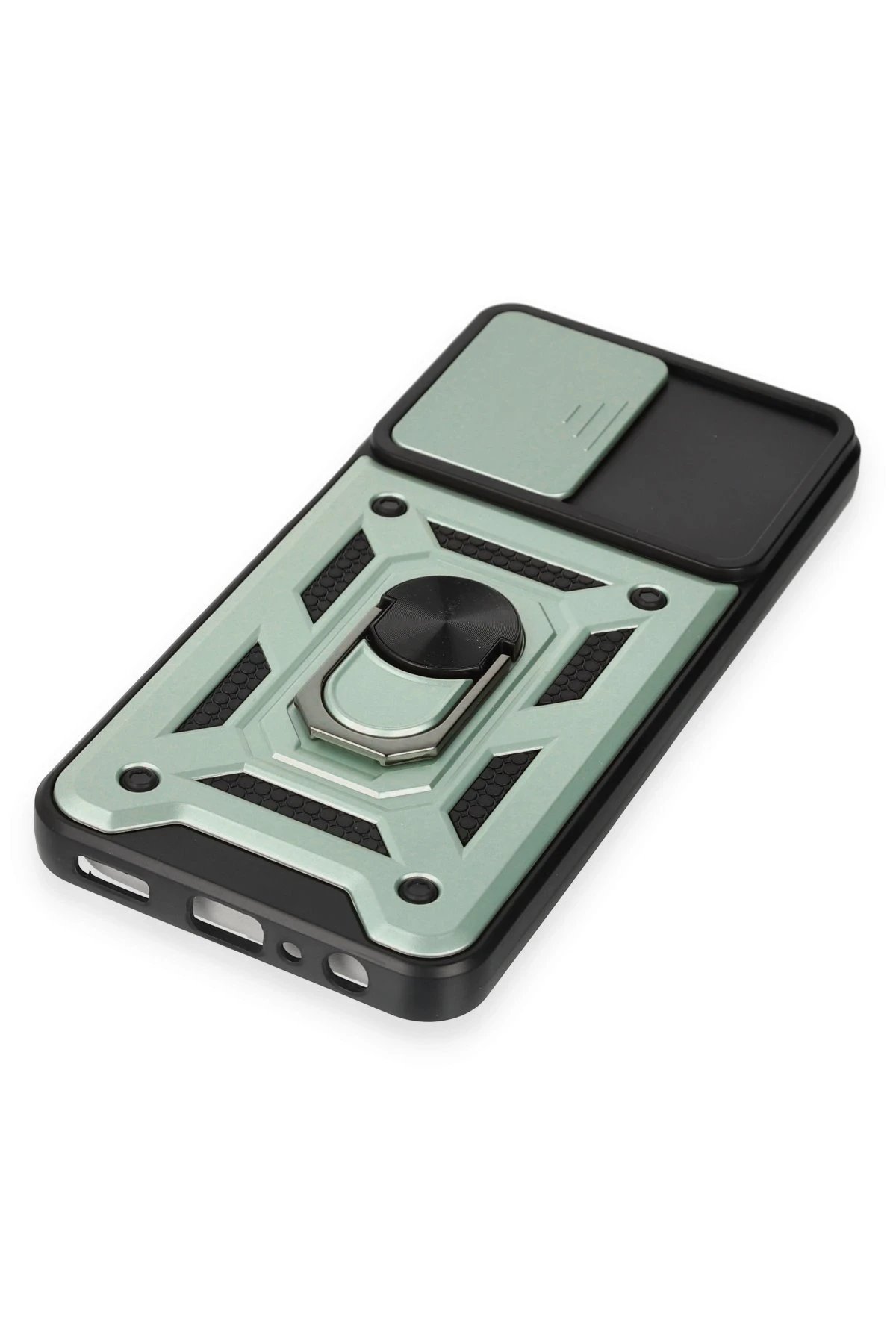 Newface Samsung Galaxy M14 5G Kılıf Pars Lens Yüzüklü Silikon - Yeşil