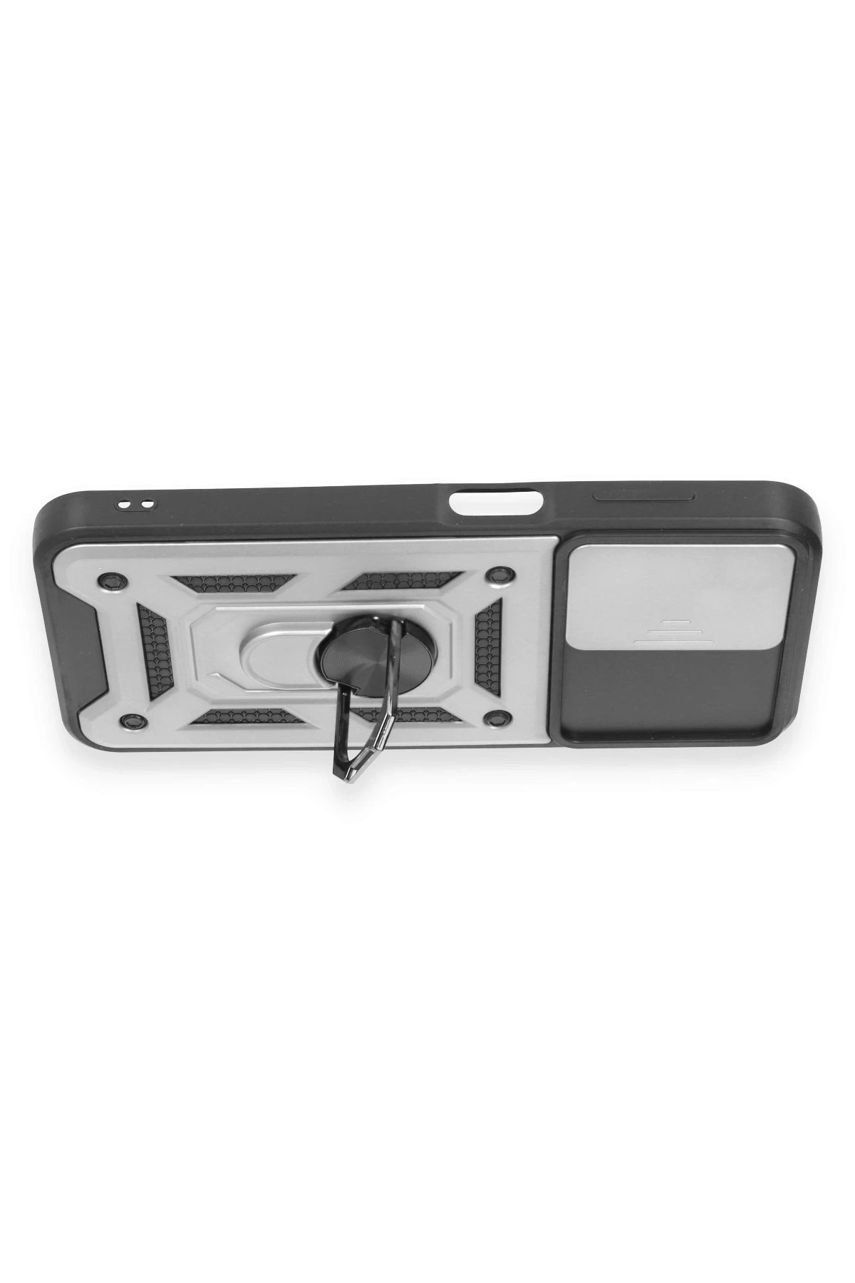 Newface Samsung Galaxy M14 5G Kılıf Pars Lens Yüzüklü Silikon - Gümüş