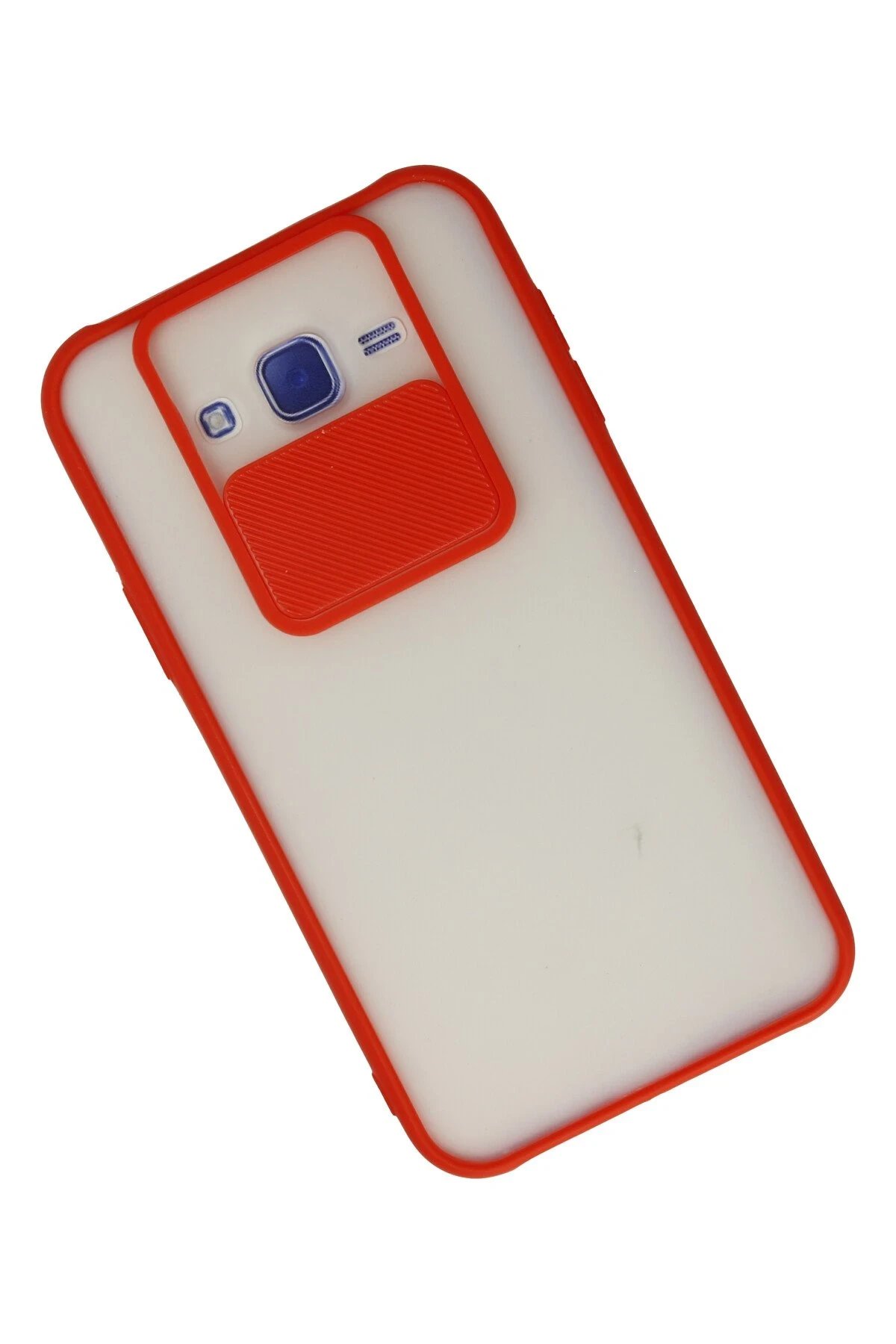 Newface Samsung Galaxy J7 Kılıf Palm Buzlu Kamera Sürgülü Silikon - Kırmızı