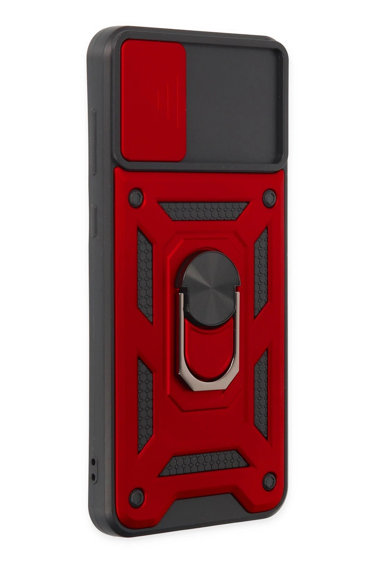 Newface Samsung Galaxy A04 Kılıf Pars Lens Yüzüklü Silikon - Kırmızı