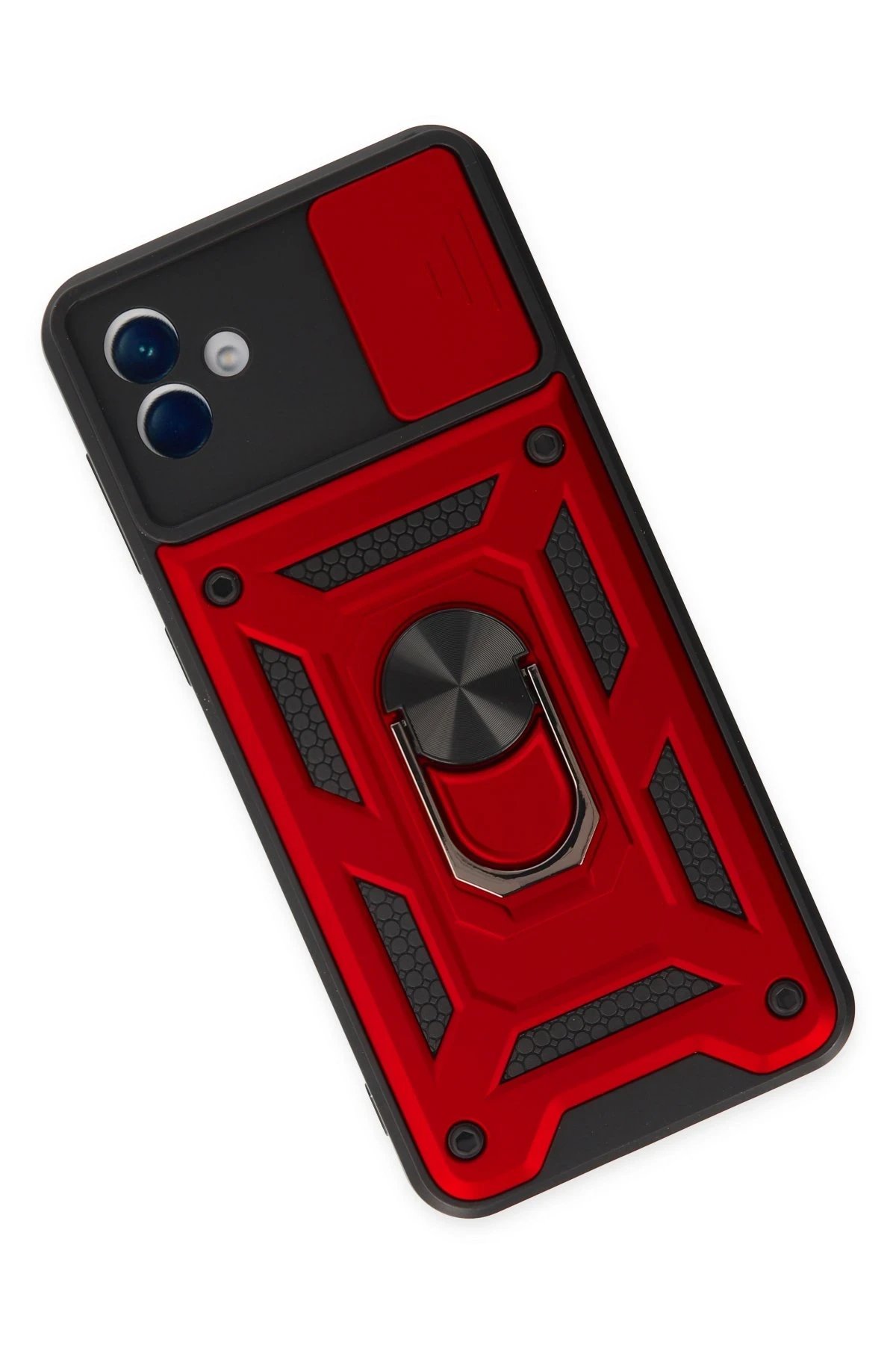 Newface Samsung Galaxy A04 Kılıf Pars Lens Yüzüklü Silikon - Kırmızı