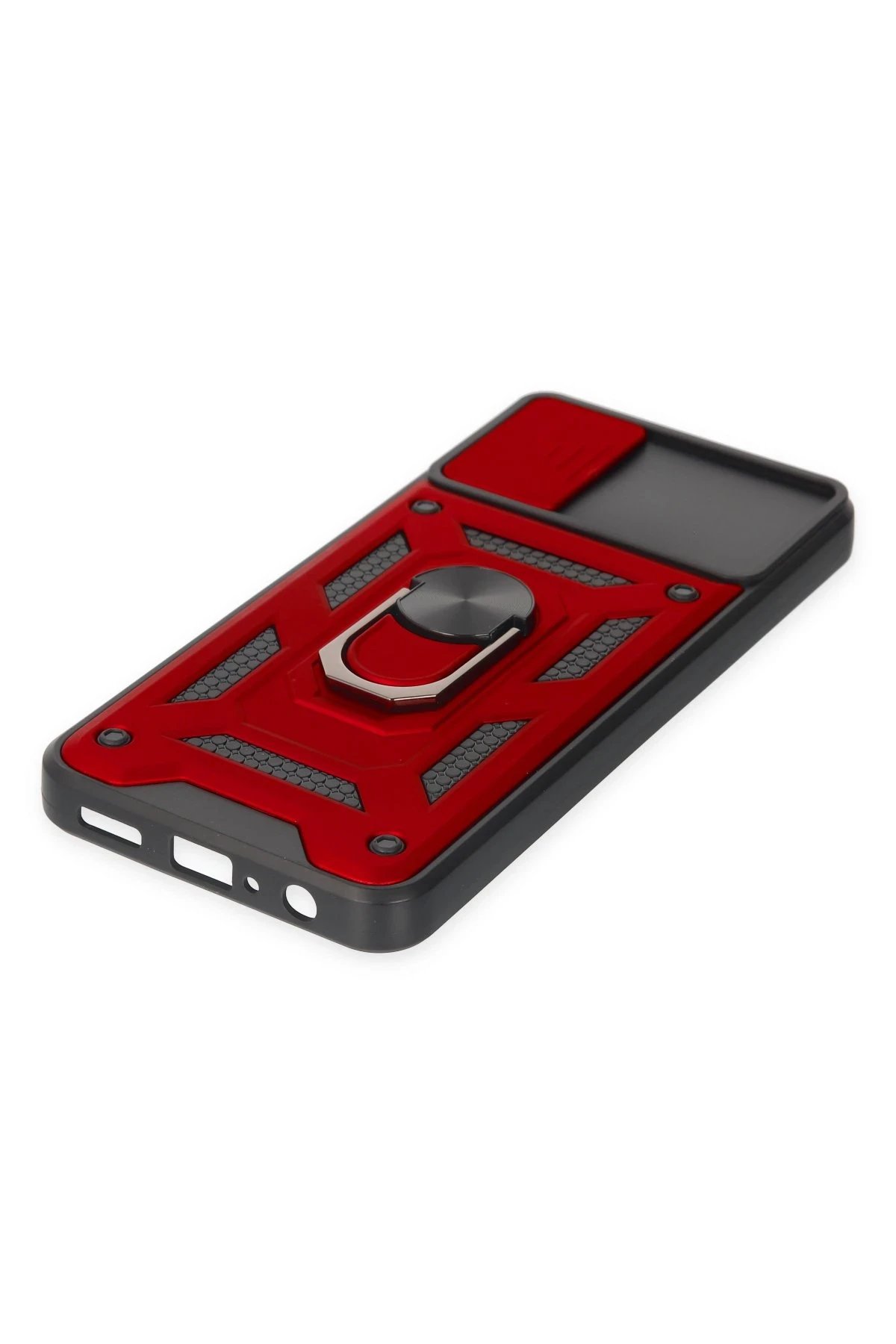 Newface Samsung Galaxy A04 Kılıf Pars Lens Yüzüklü Silikon - Kırmızı