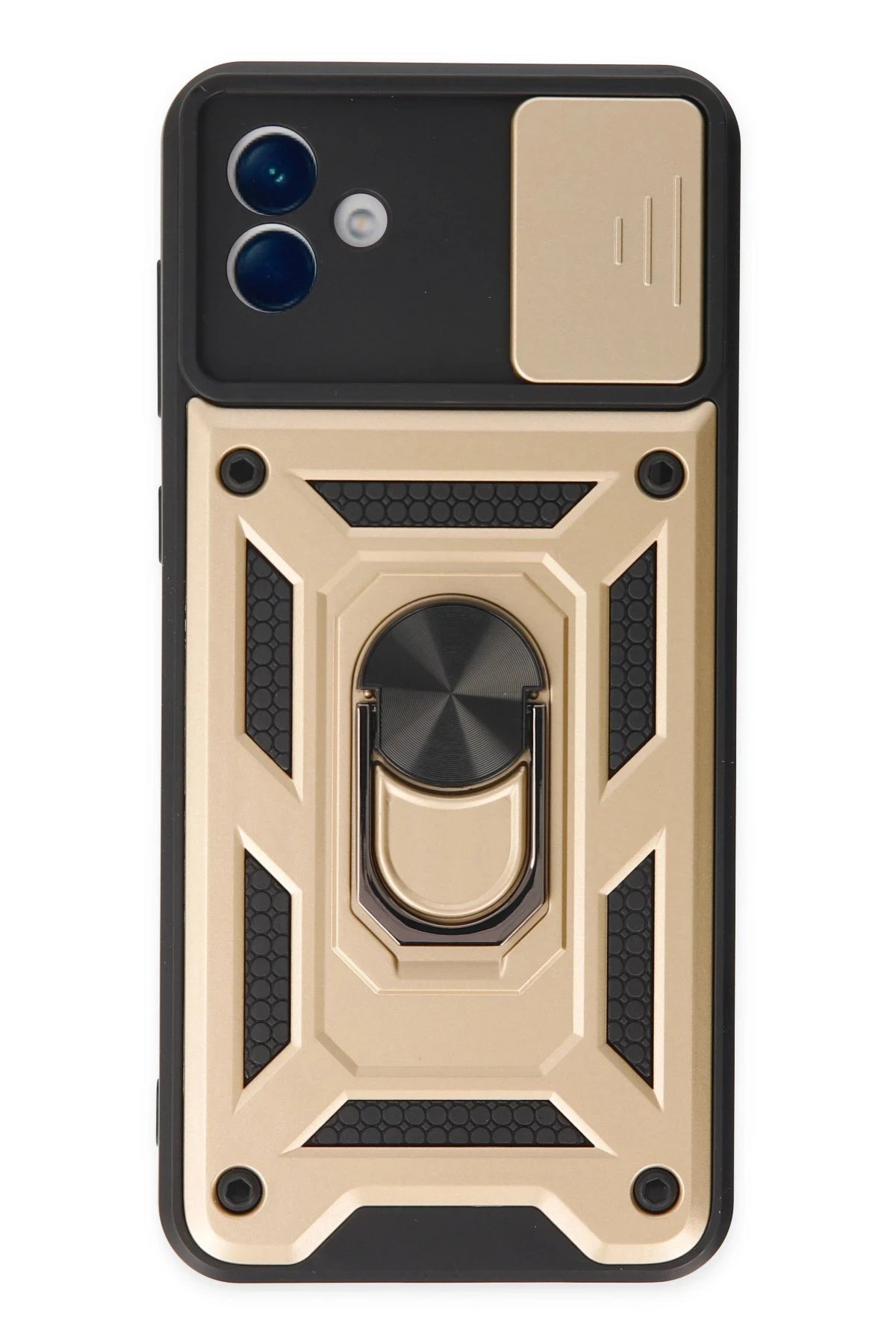 Newface Samsung Galaxy A04 Kılıf Pars Lens Yüzüklü Silikon - Gold