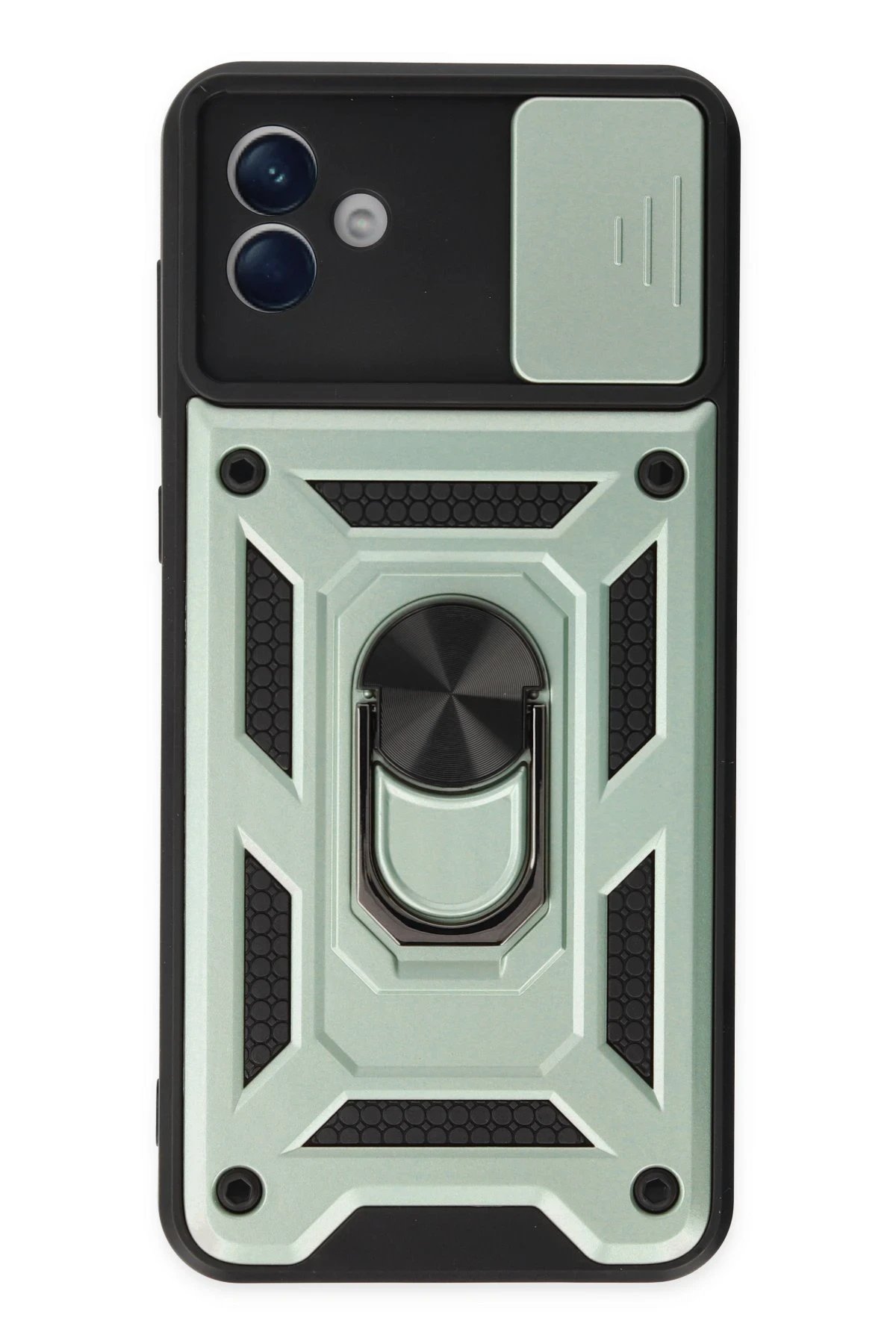 Newface Samsung Galaxy A04 Kılıf Pars Lens Yüzüklü Silikon - Yeşil