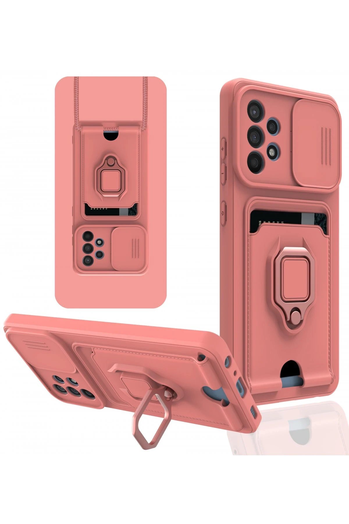 Newface Samsung Galaxy A52 Kılıf Zuma Kartvizitli Yüzüklü Silikon - Pembe