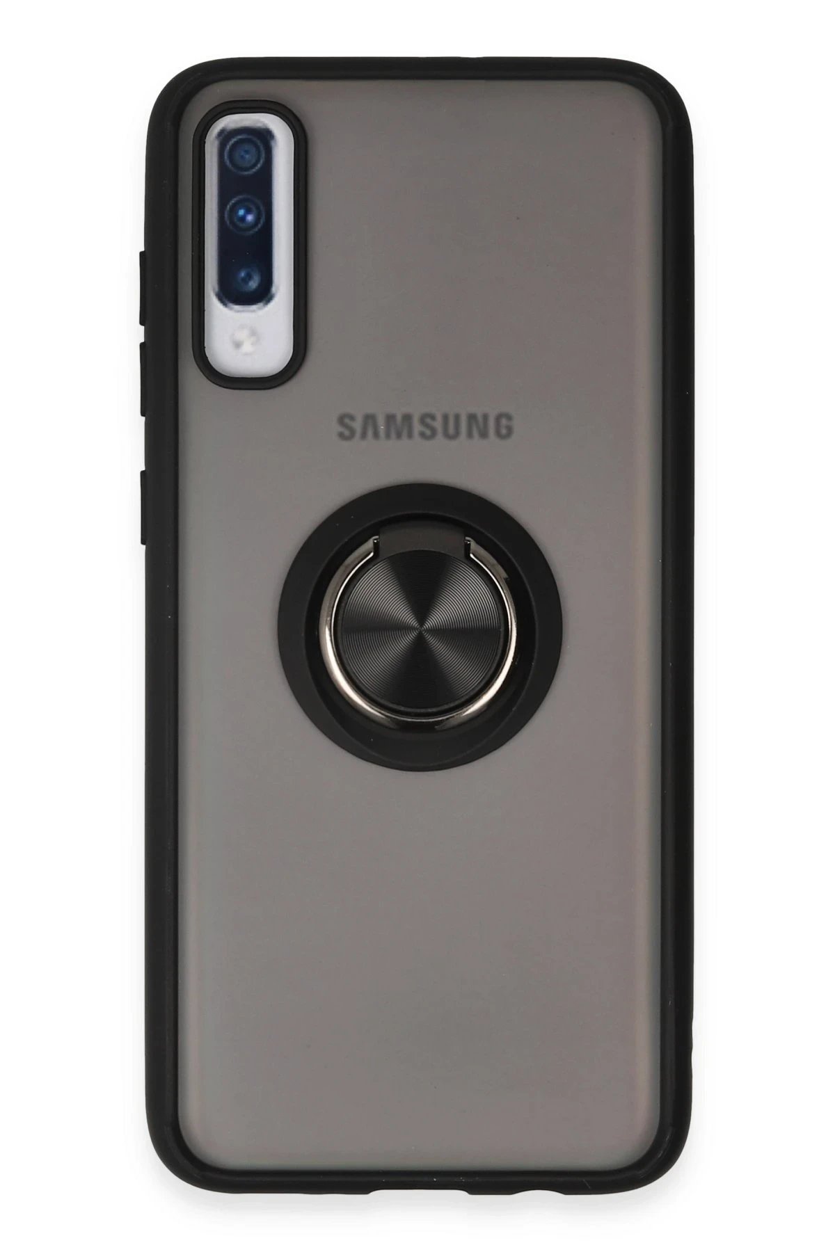 Newface Samsung Galaxy A70 Kılıf Montreal Yüzüklü Silikon Kapak - Siyah