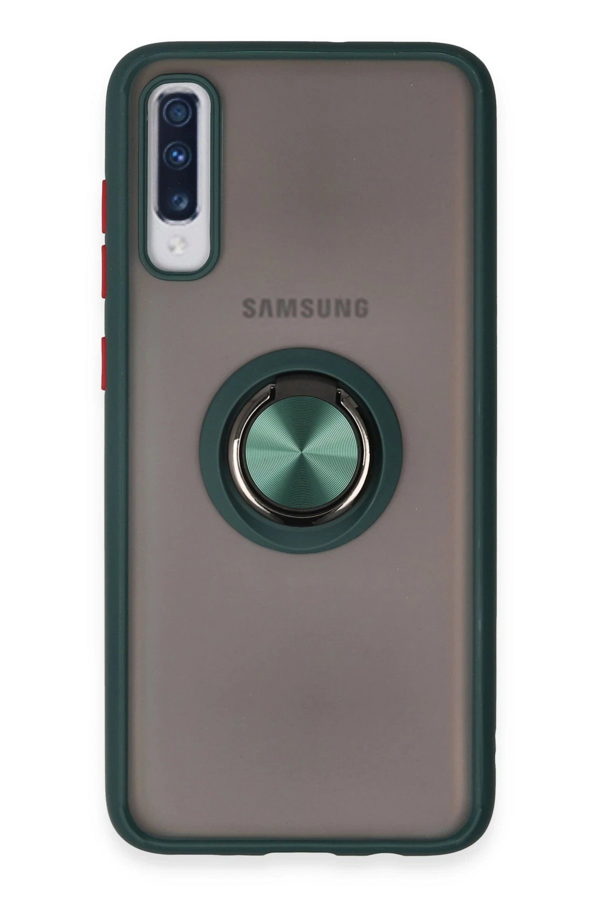 Newface Samsung Galaxy A70 Kılıf Montreal Yüzüklü Silikon Kapak - Yeşil