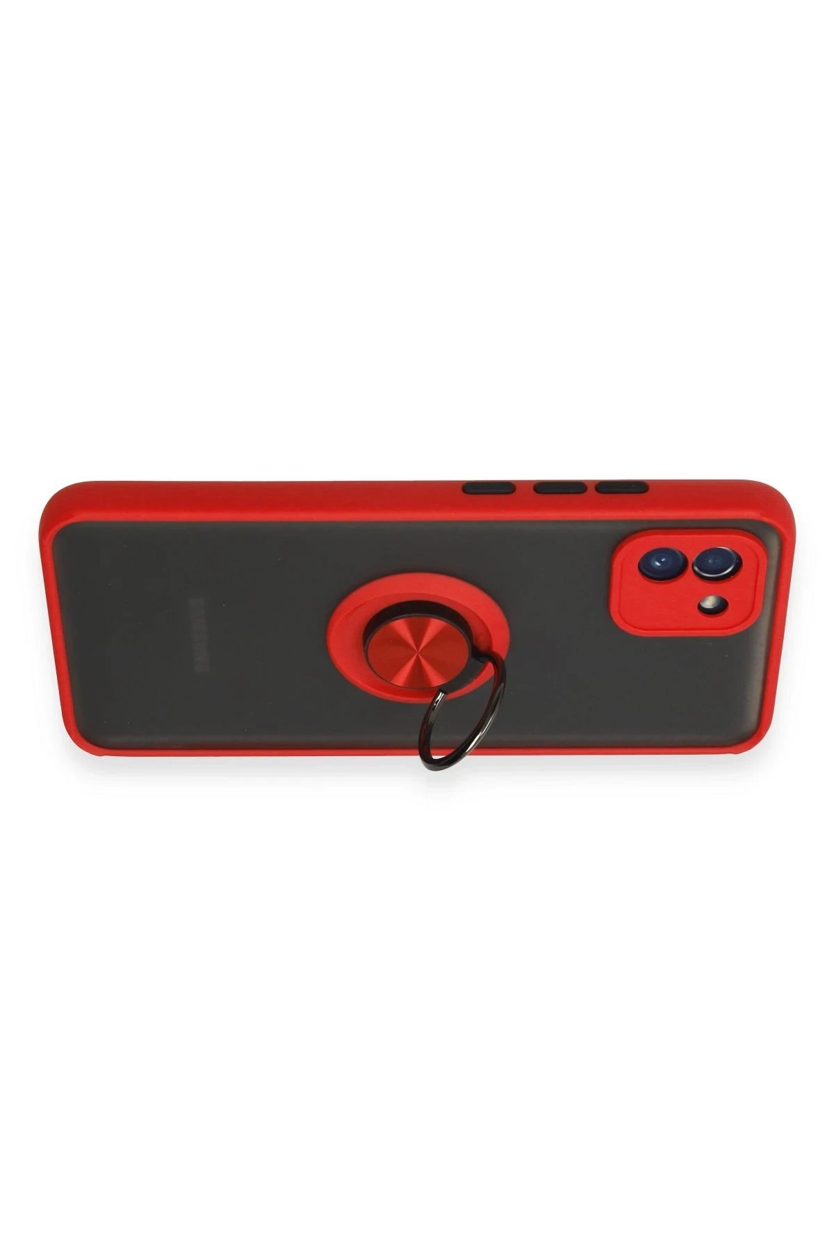 Newface Samsung Galaxy A03 Kılıf Montreal Yüzüklü Silikon Kapak - Kırmızı