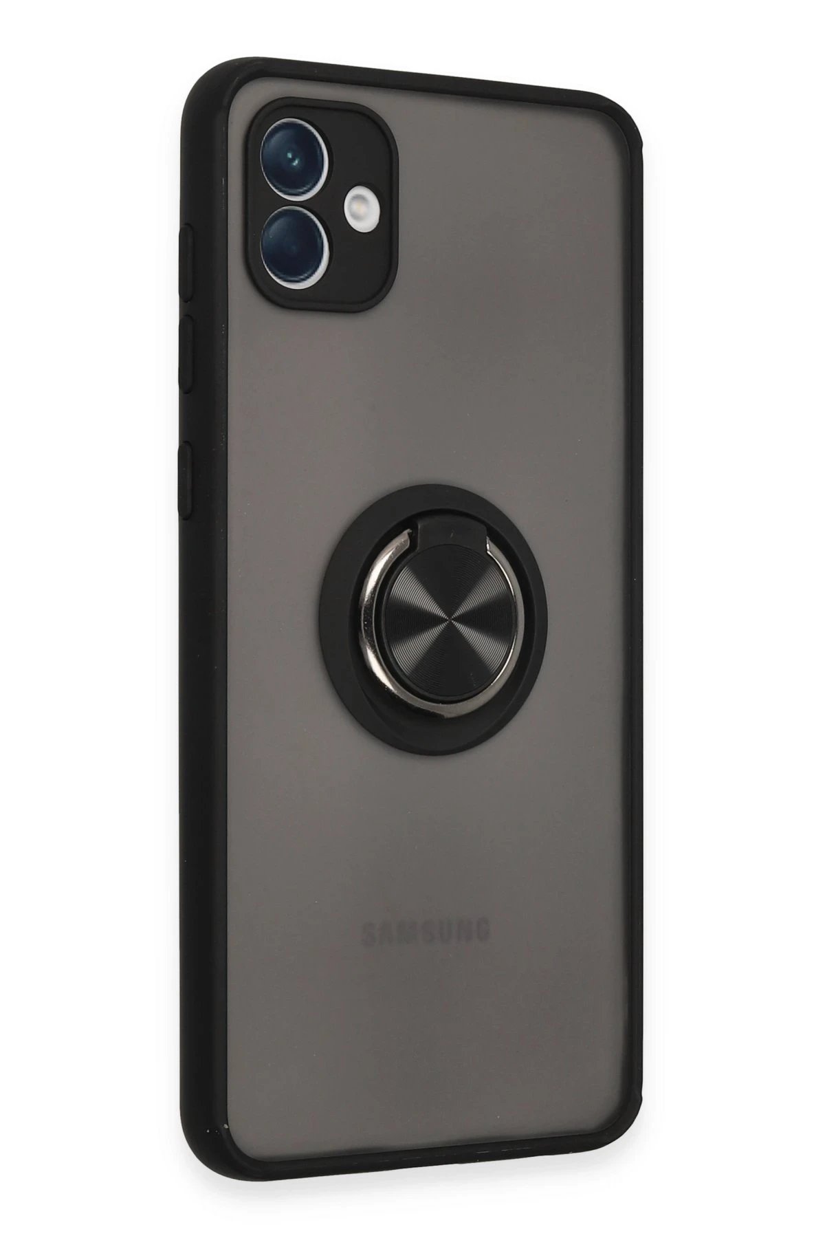 Newface Samsung Galaxy A04 Kılıf Montreal Yüzüklü Silikon Kapak - Siyah